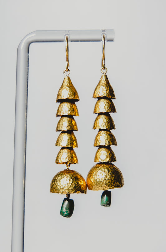Gold & Jade Bell Earrings