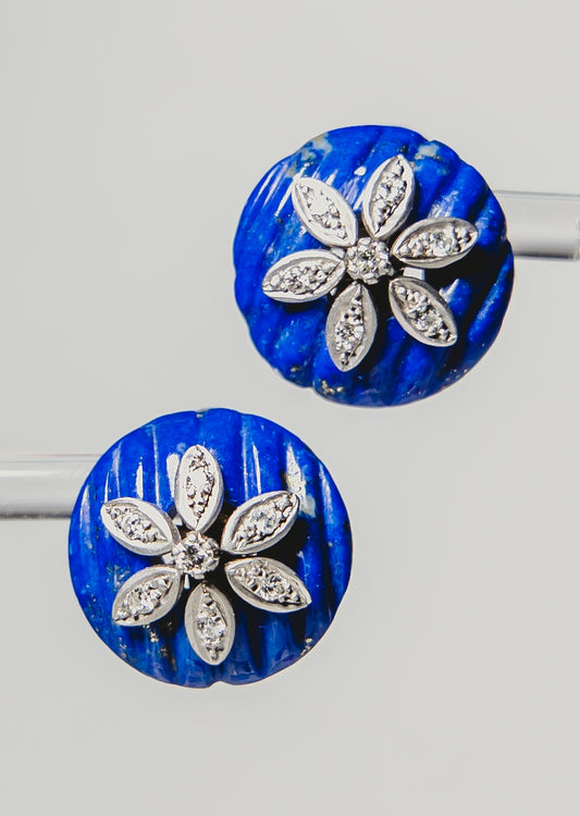 Blue Lapis and Diamond Earrings