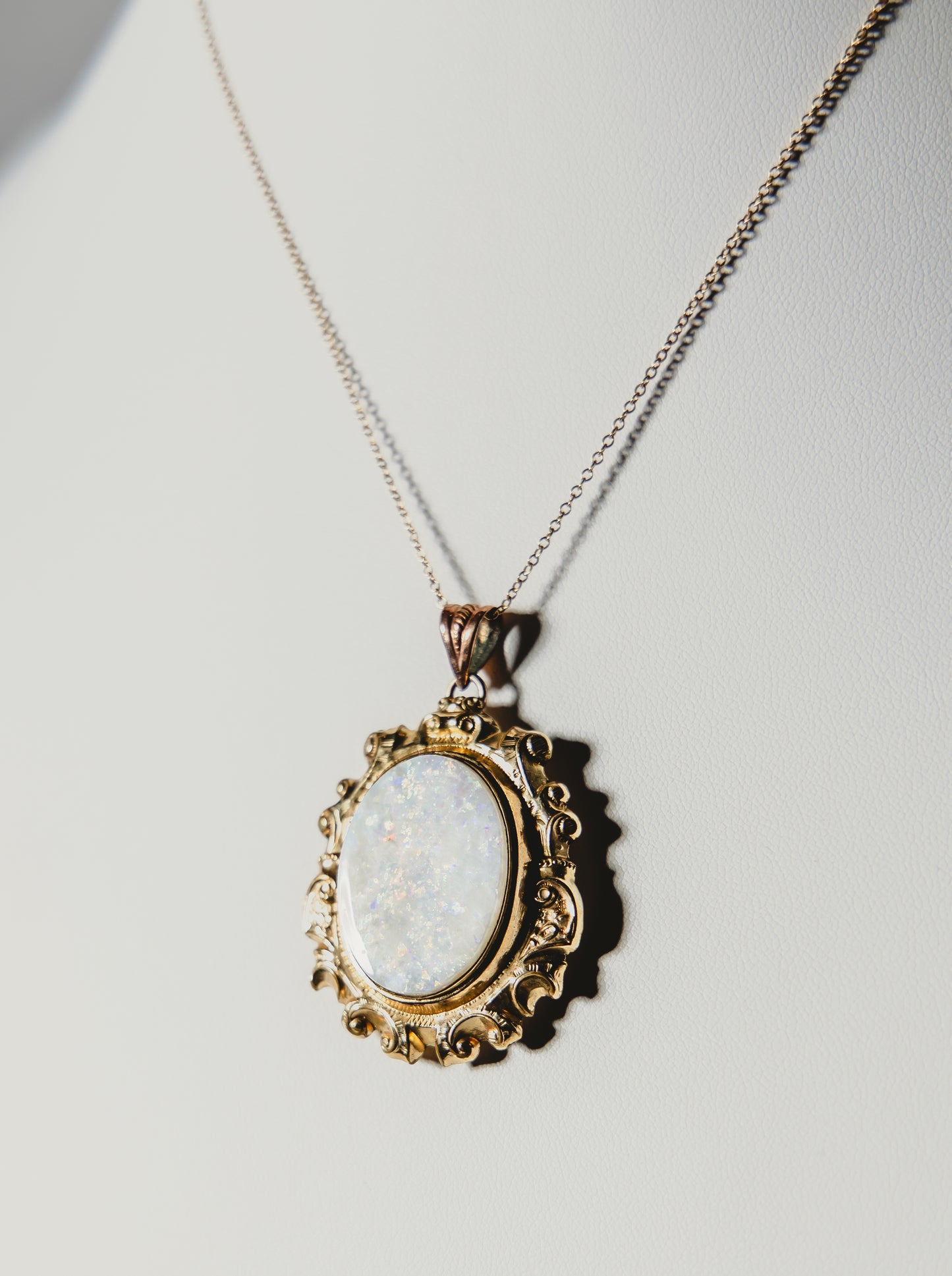 Opal & Gold Locket Necklace