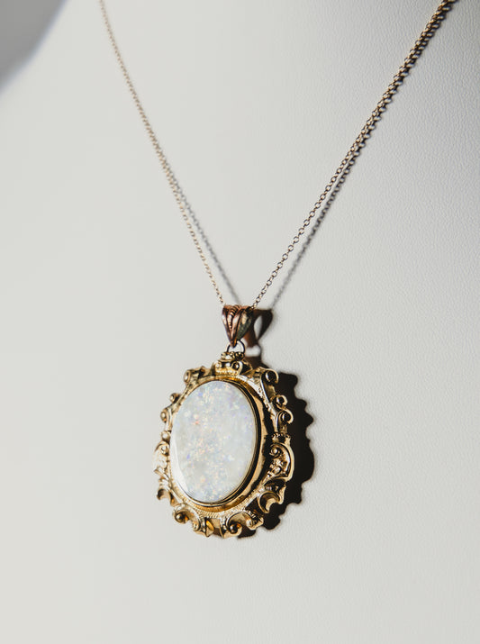 Opal & Gold Locket Necklace