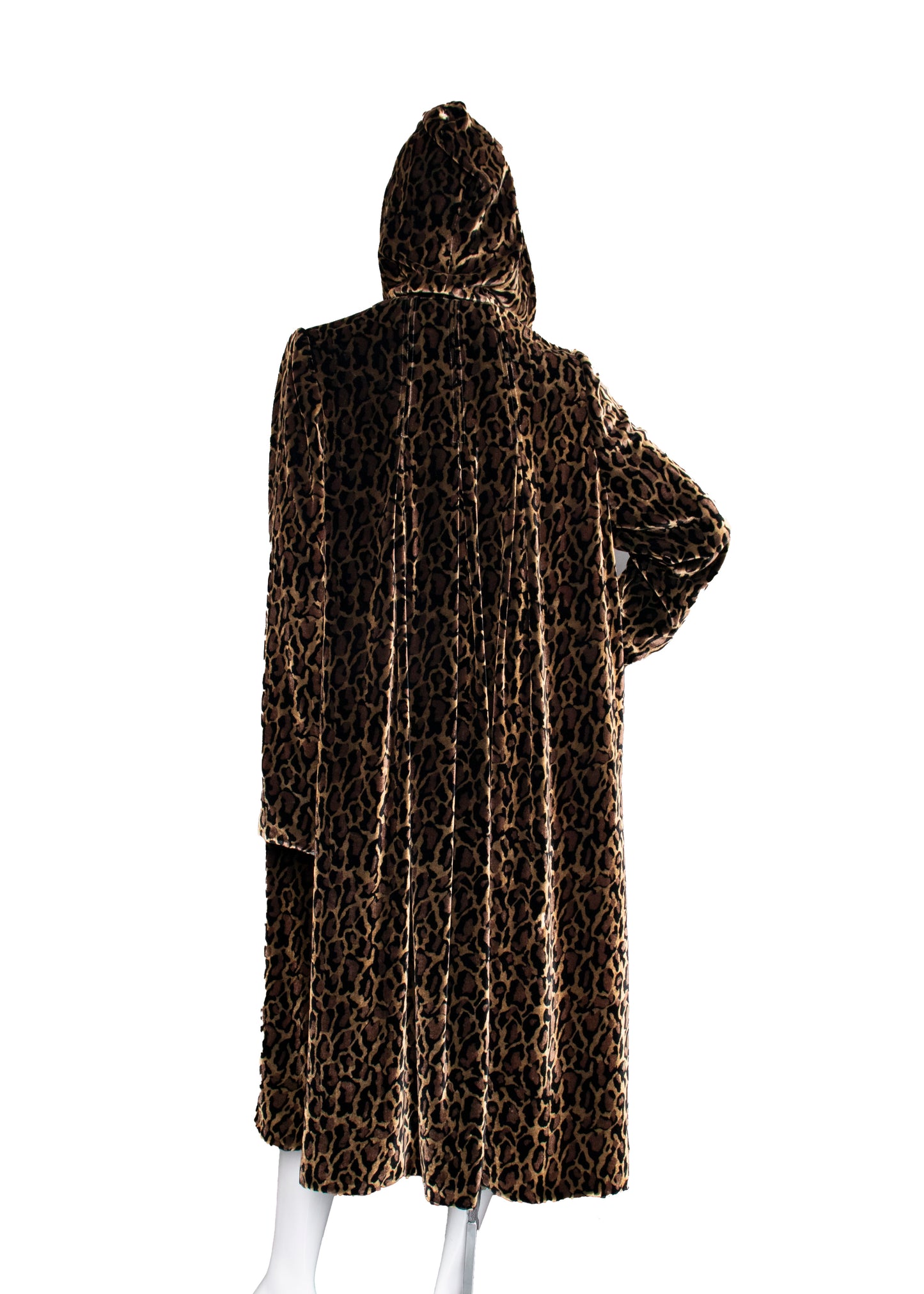 00s Leopard Print & Black Velvet Coat S/M