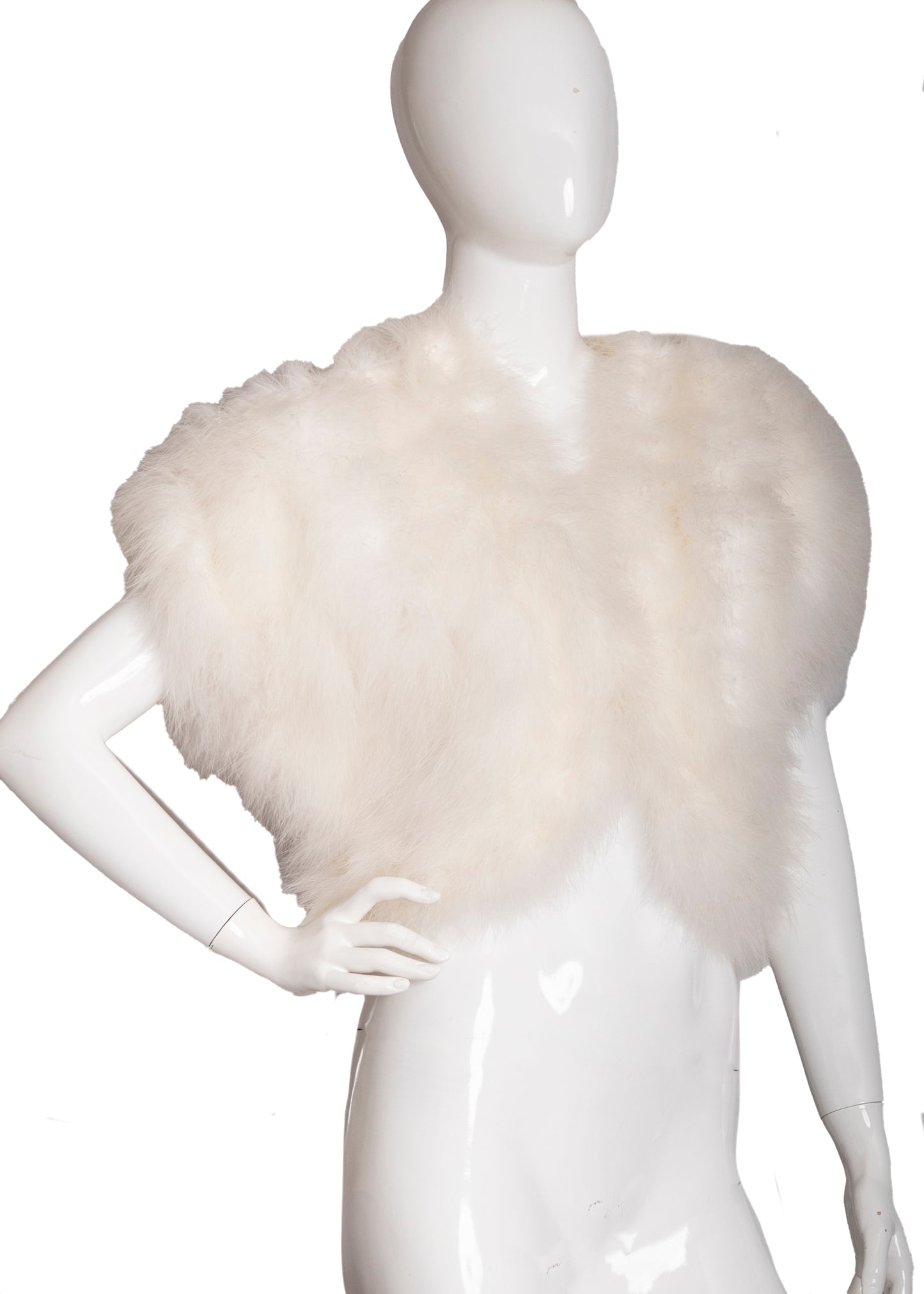 70s White Marabou Vest M