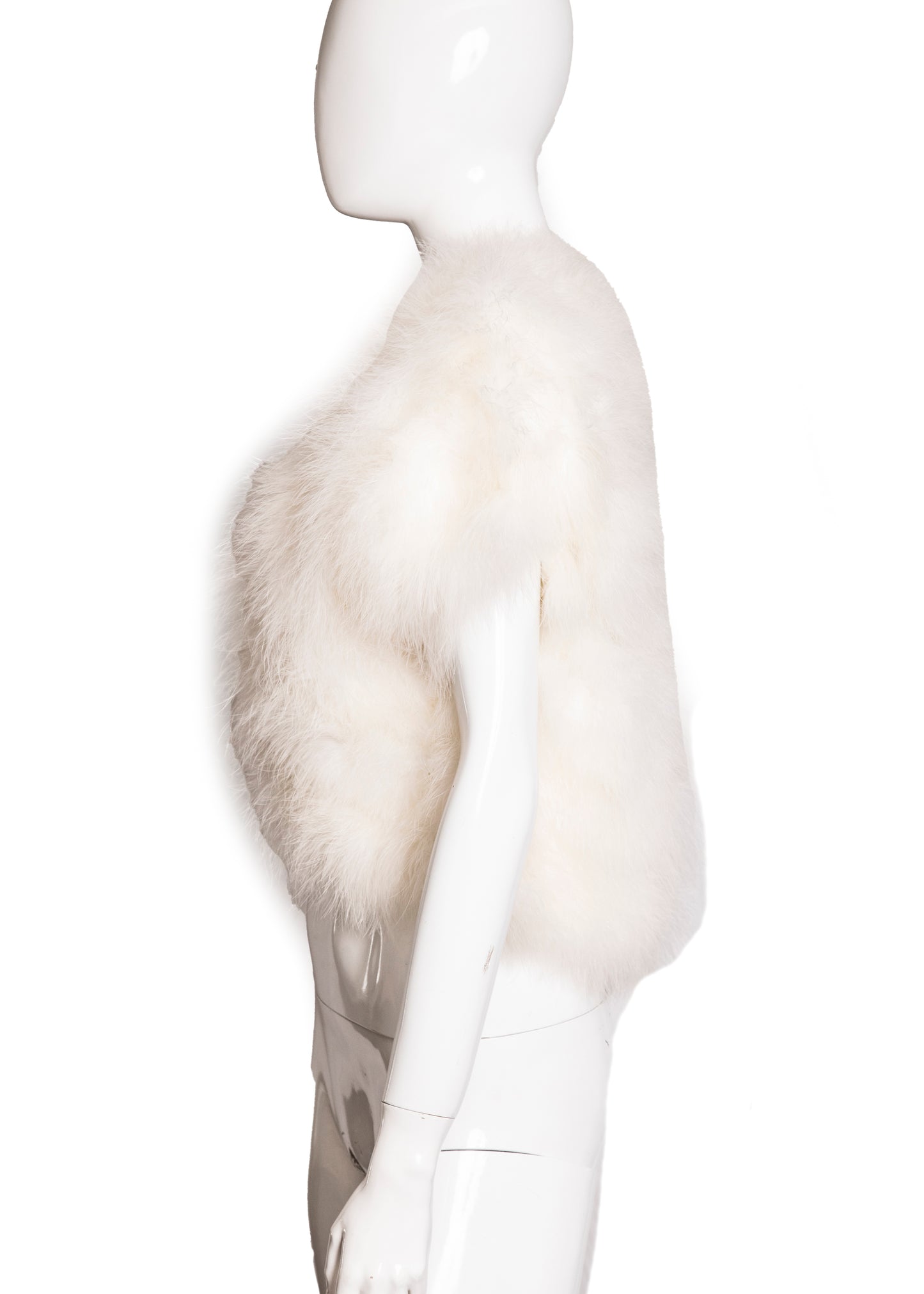 70s White Marabou Vest M