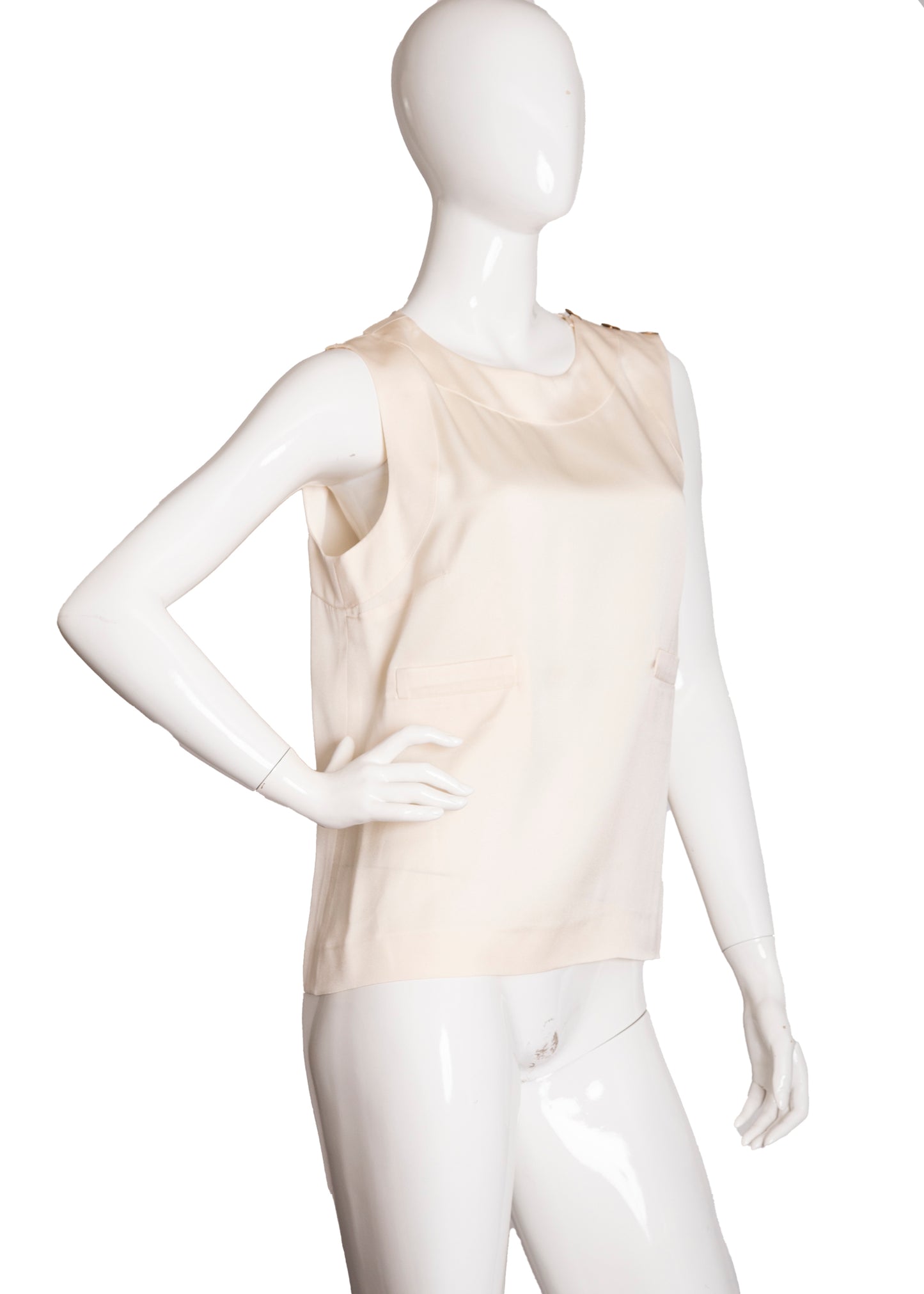 00s Chanel Sleeveless Silk Top L