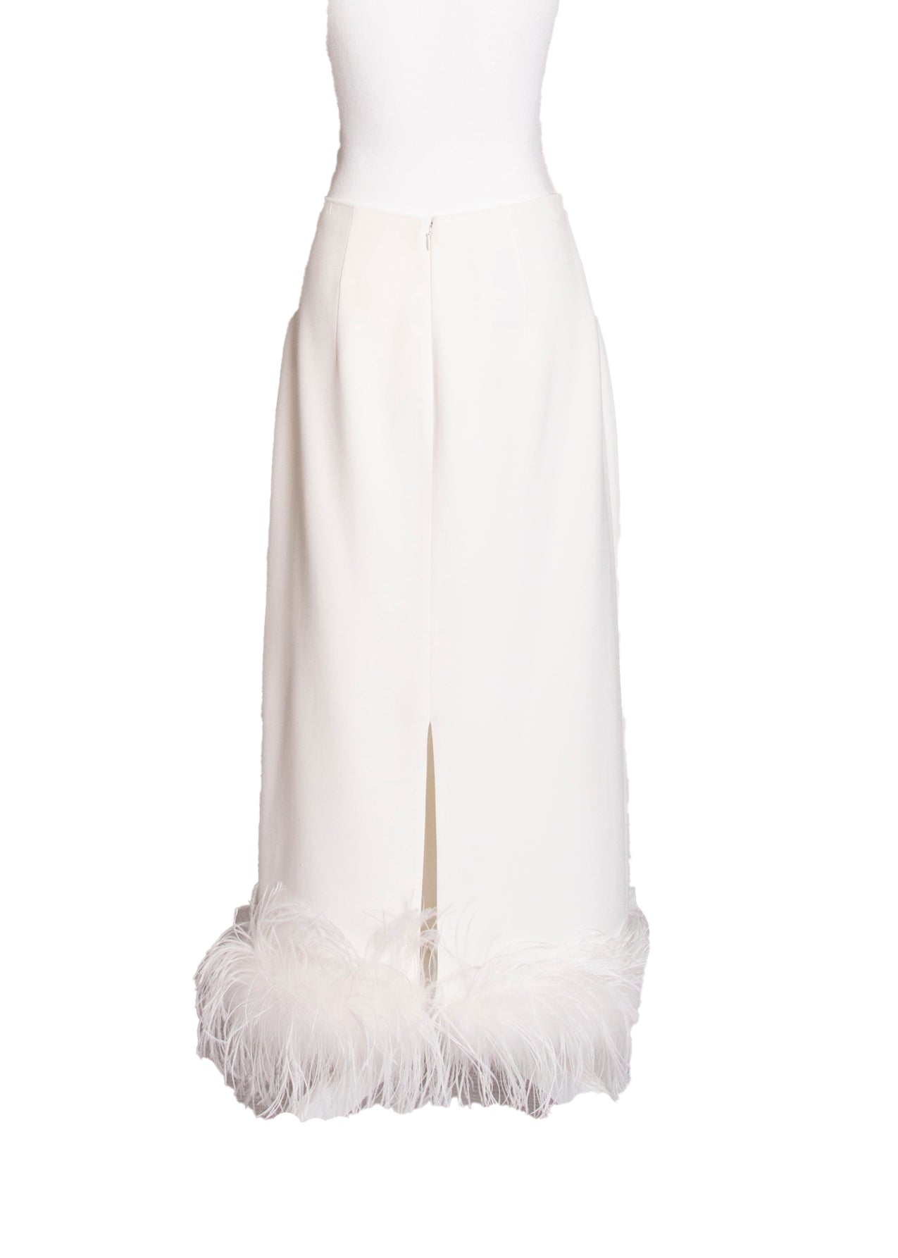 Miu Miu White Feather Trimmed Skirt M