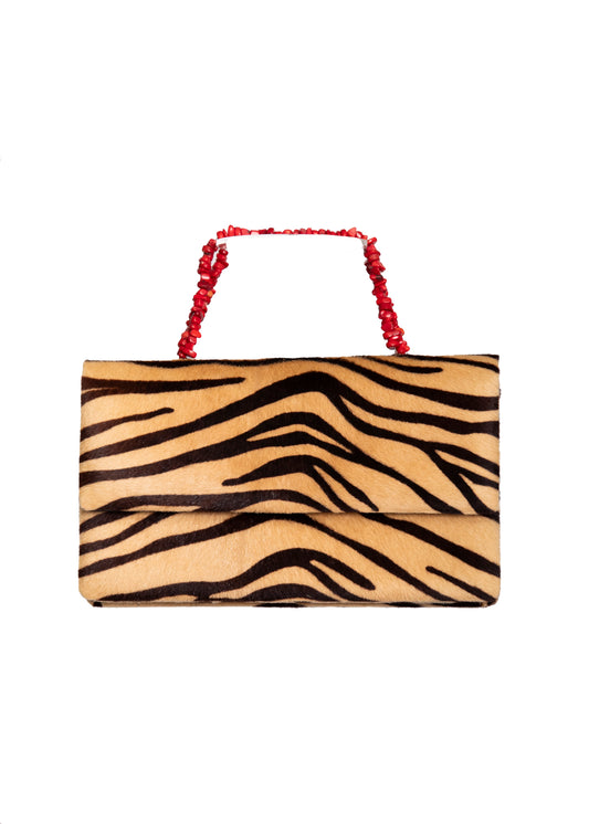 Darby Scott Tiger Print Haircalf Handbag