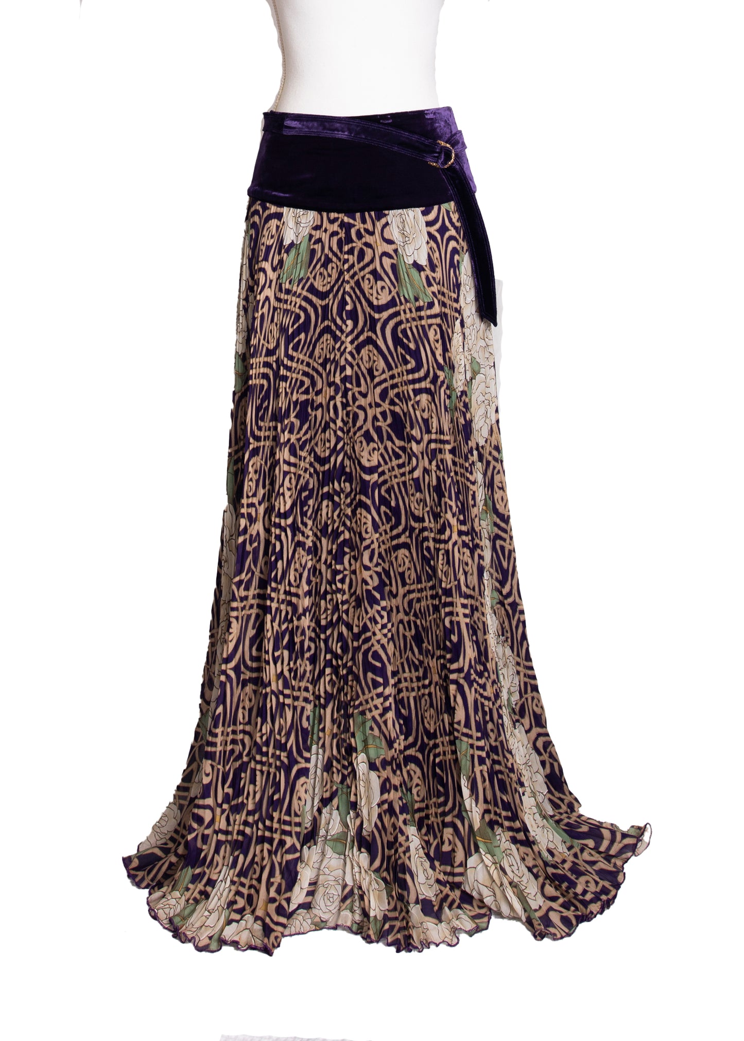 00s Roberto Cavalli Silk Maxi Skirt S
