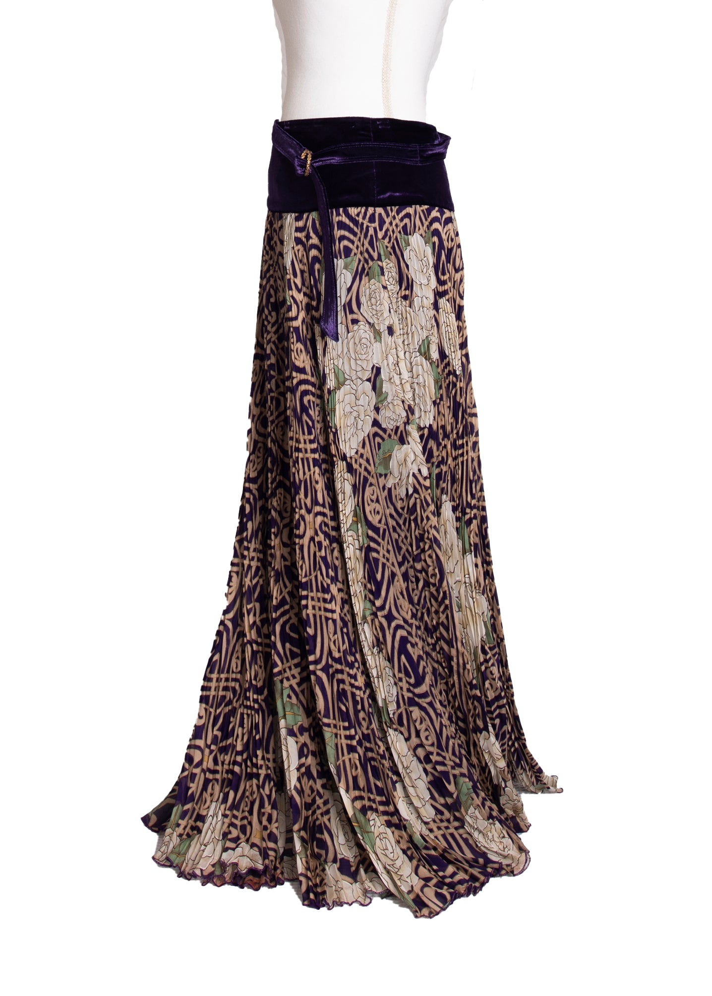 00s Roberto Cavalli Silk Maxi Skirt S