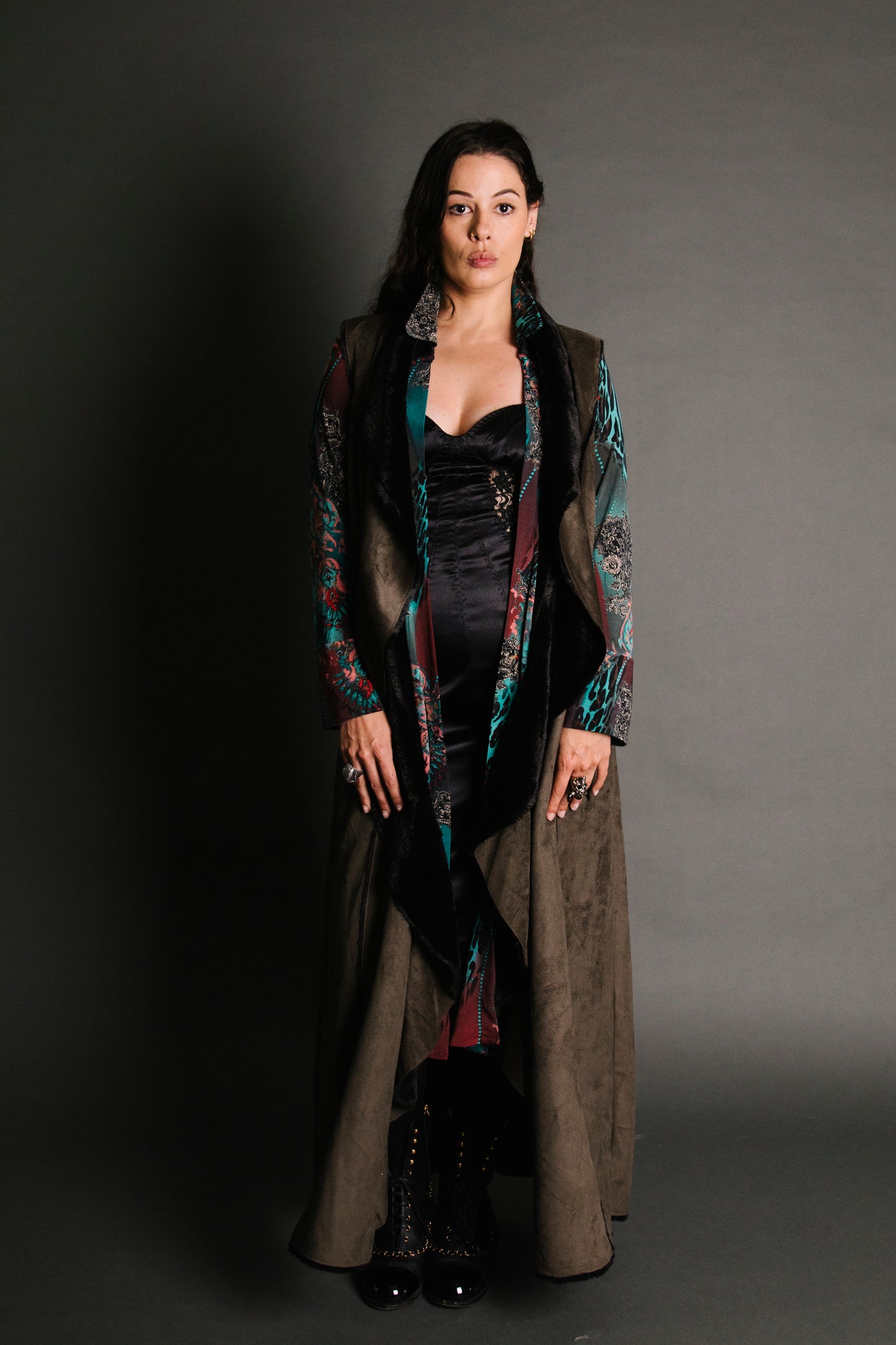 Steven Tyler's Duster and Long Faux Shearling Vest Set M/L