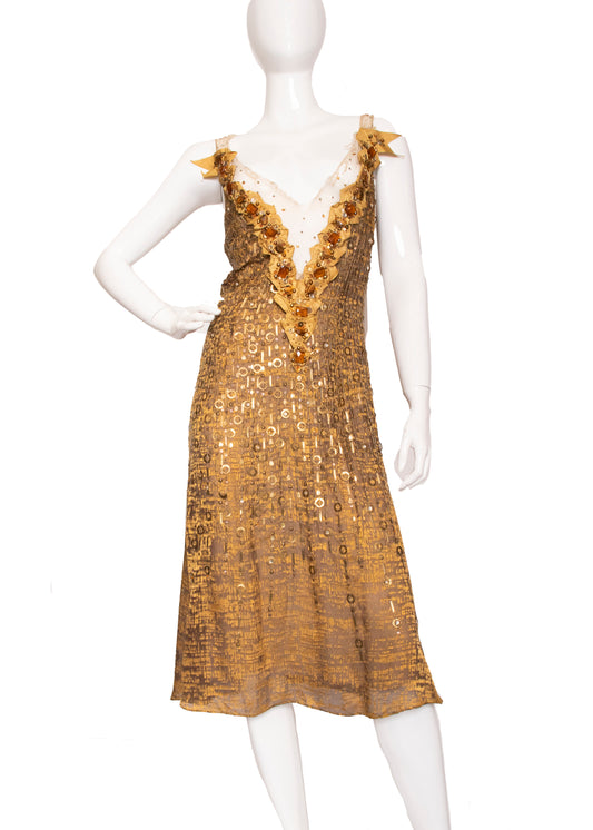 Carolina Herrera Gold Dress M