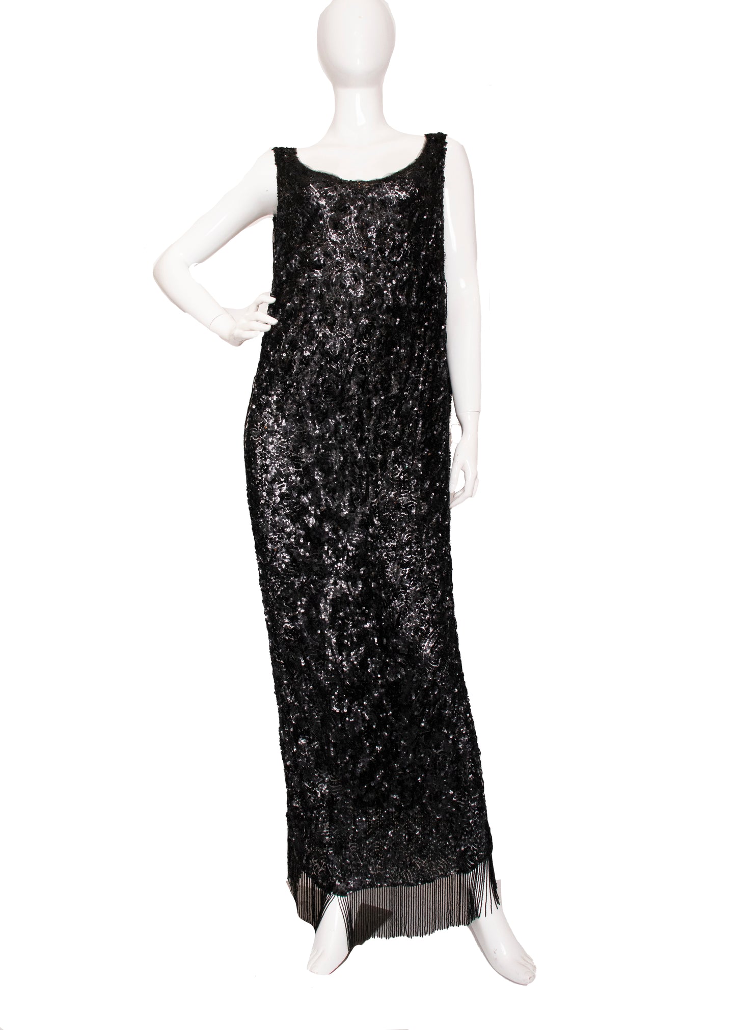 Antique Black Sequin Cocktail Dress S/M/L