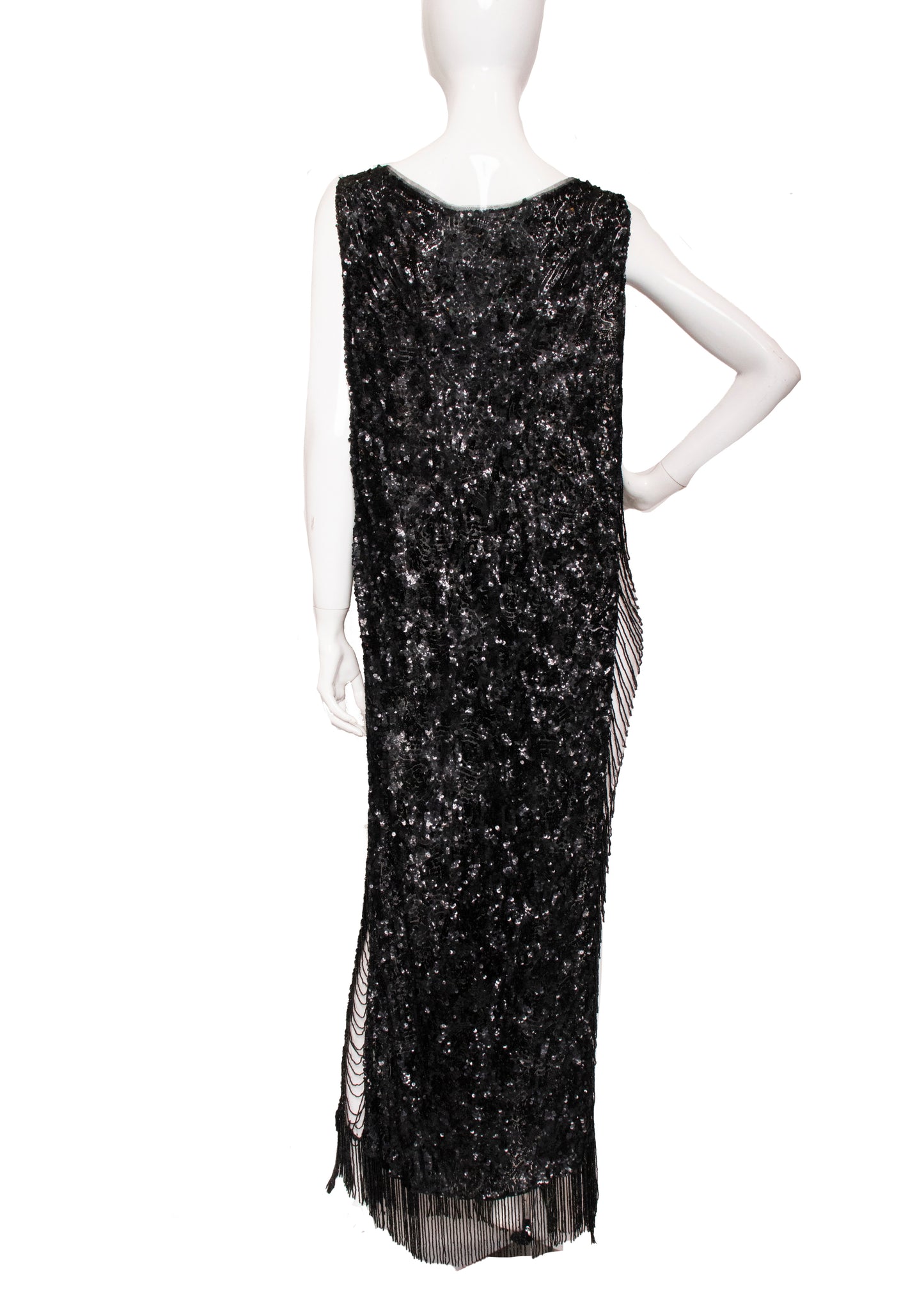 Antique Black Sequin Cocktail Dress S/M/L