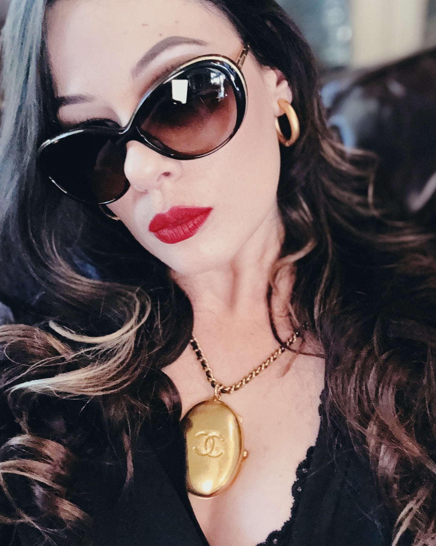 Chanel Gold Locket & Lambskin Chain