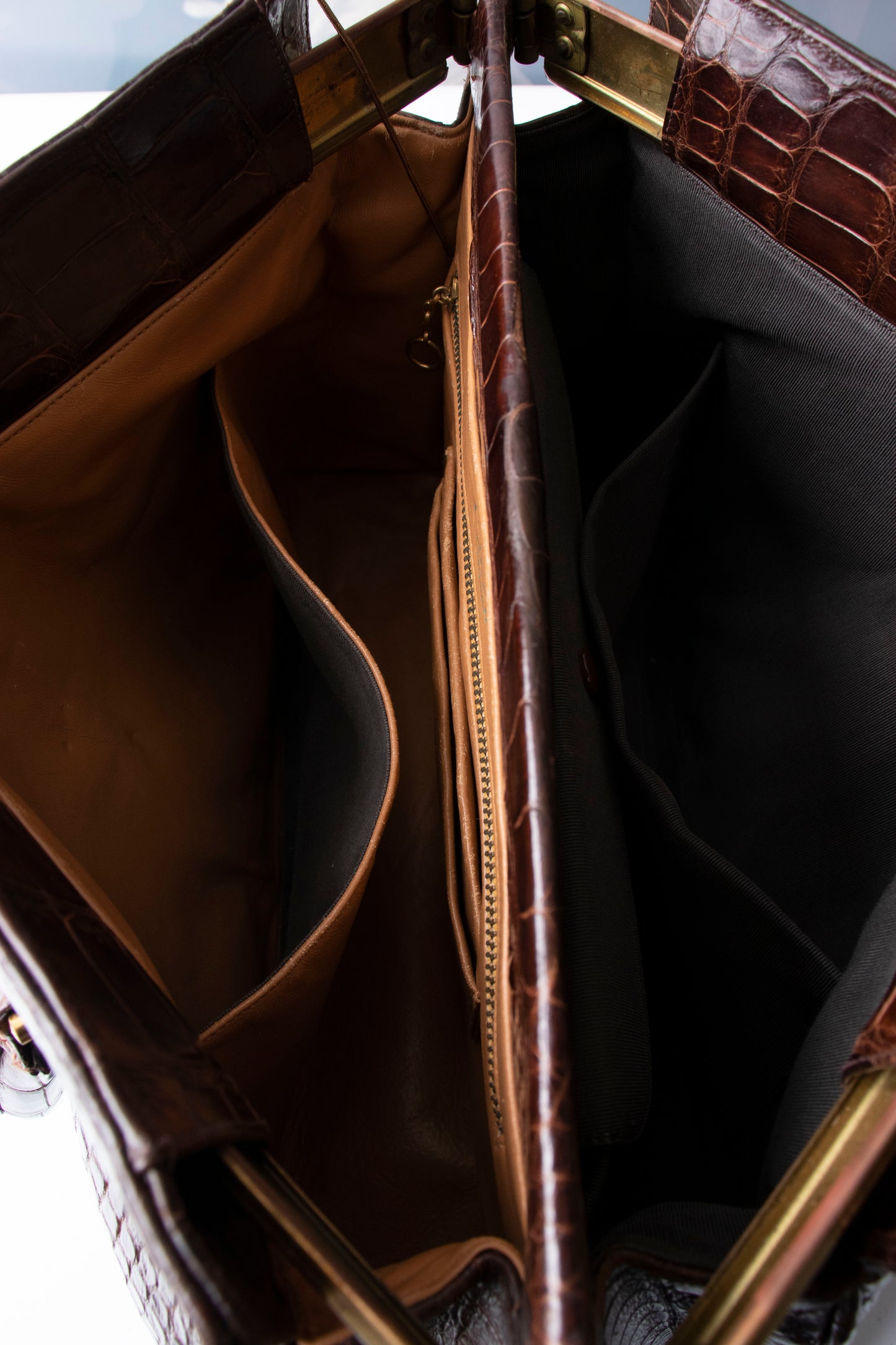 60s Brown Crocodile Handbag