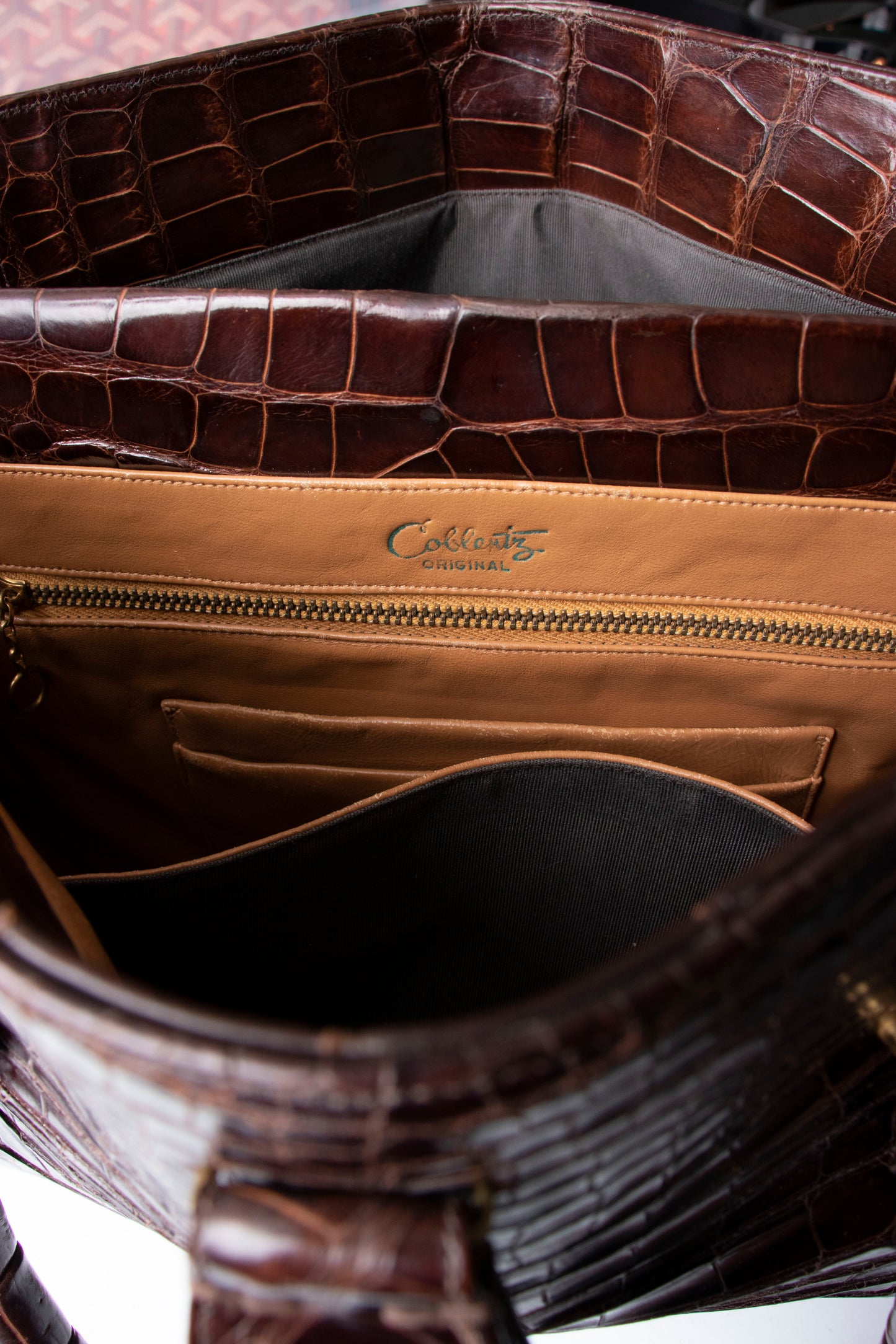 60s Brown Crocodile Handbag