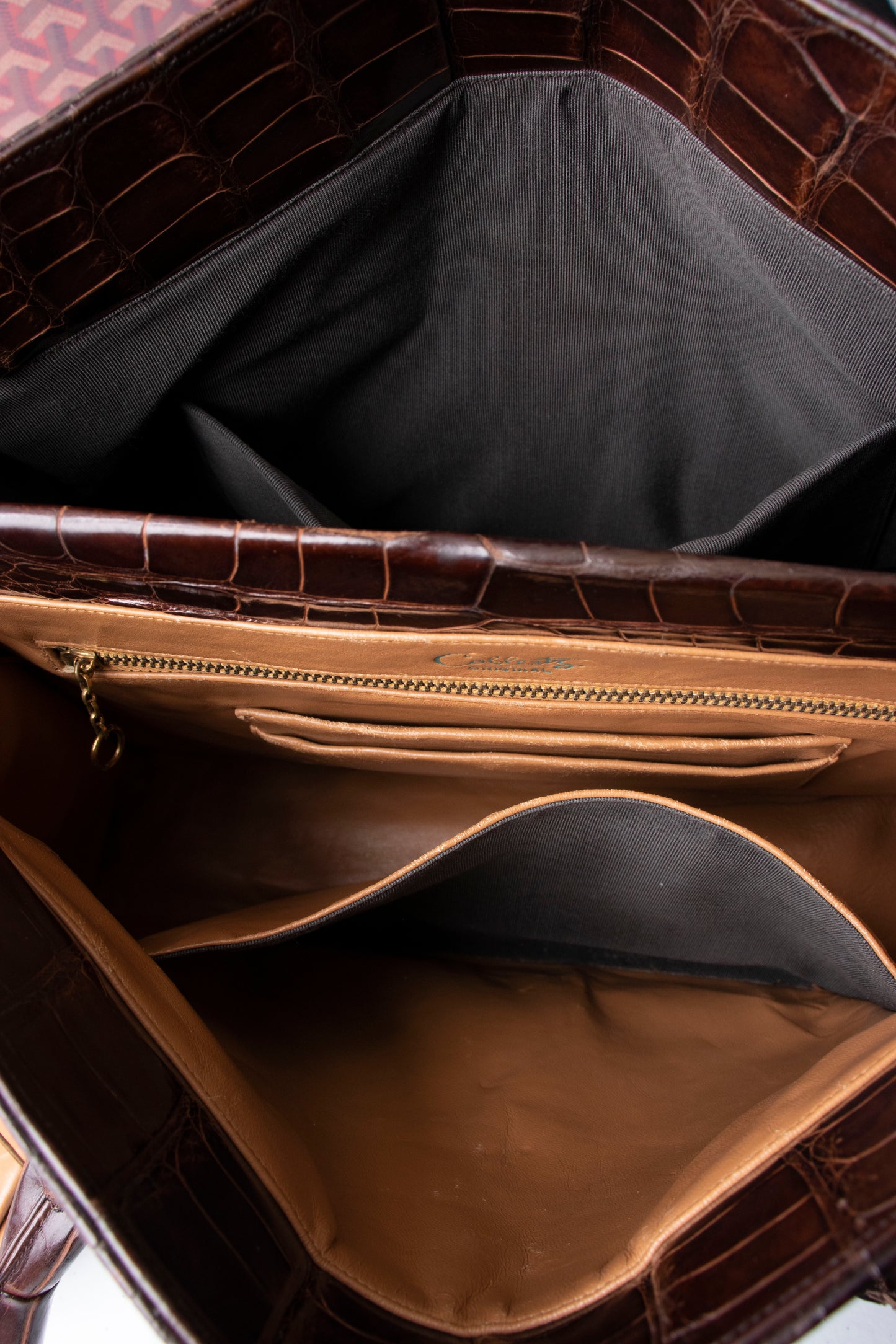 60s Brown Crocodile Handbag