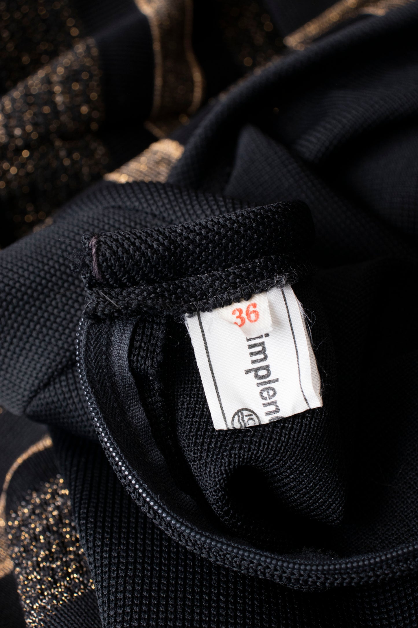 60s Black & Gold Striped Knit Dress S