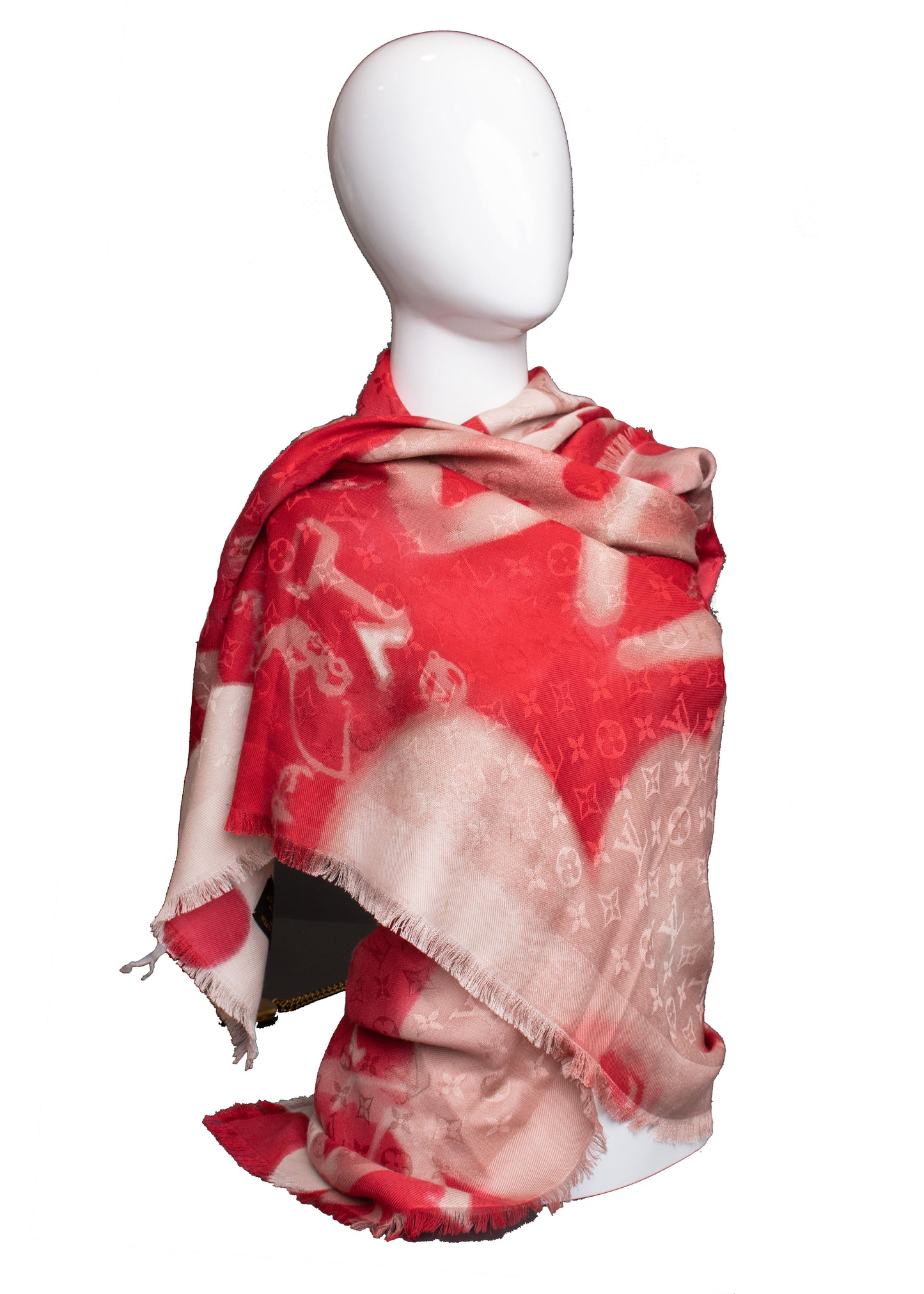 Louis Vuitton Red & White Monogram Shine Shawl