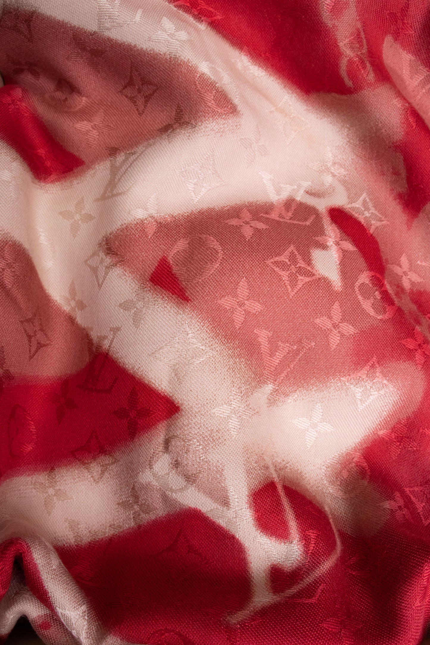 Louis Vuitton Red & White Monogram Shine Shawl