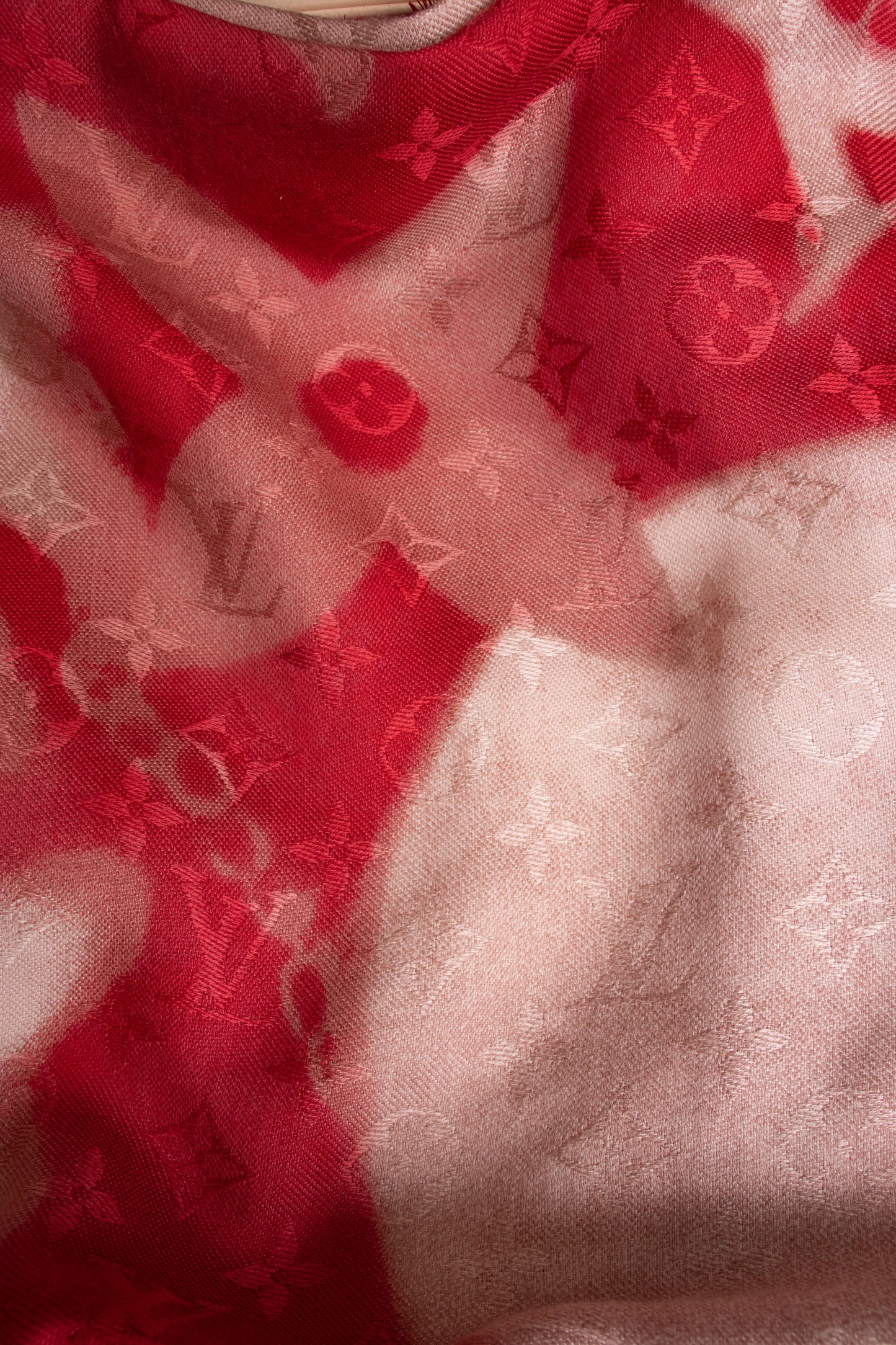 Louis Vuitton Red & White Monogram Shine Shawl
