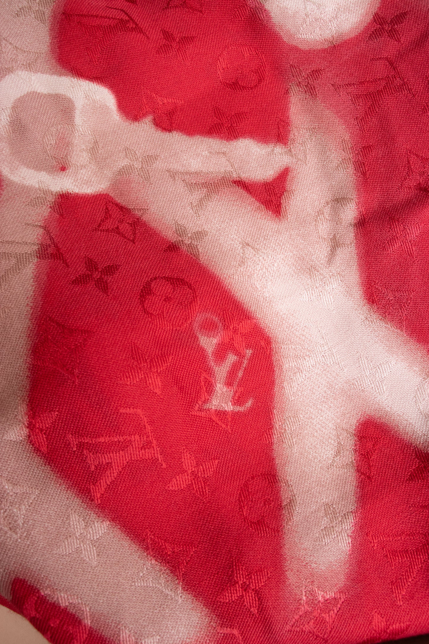 Louis Vuitton Red & White Monogram Shine Shawl