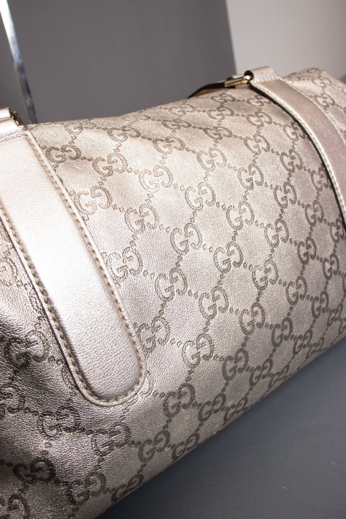 Gucci Metallic Gold Guccissima Leather Boston Handbag