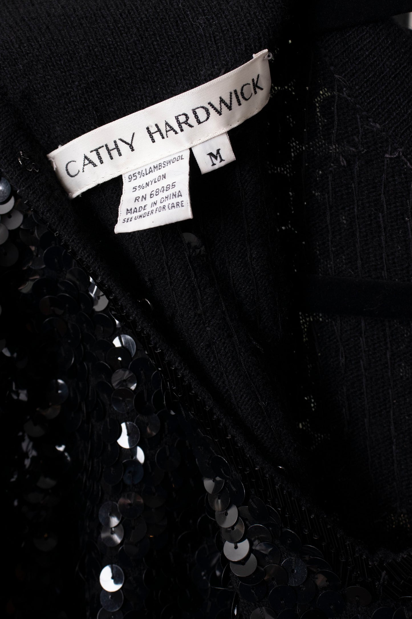 80's Black Sequin Dress M