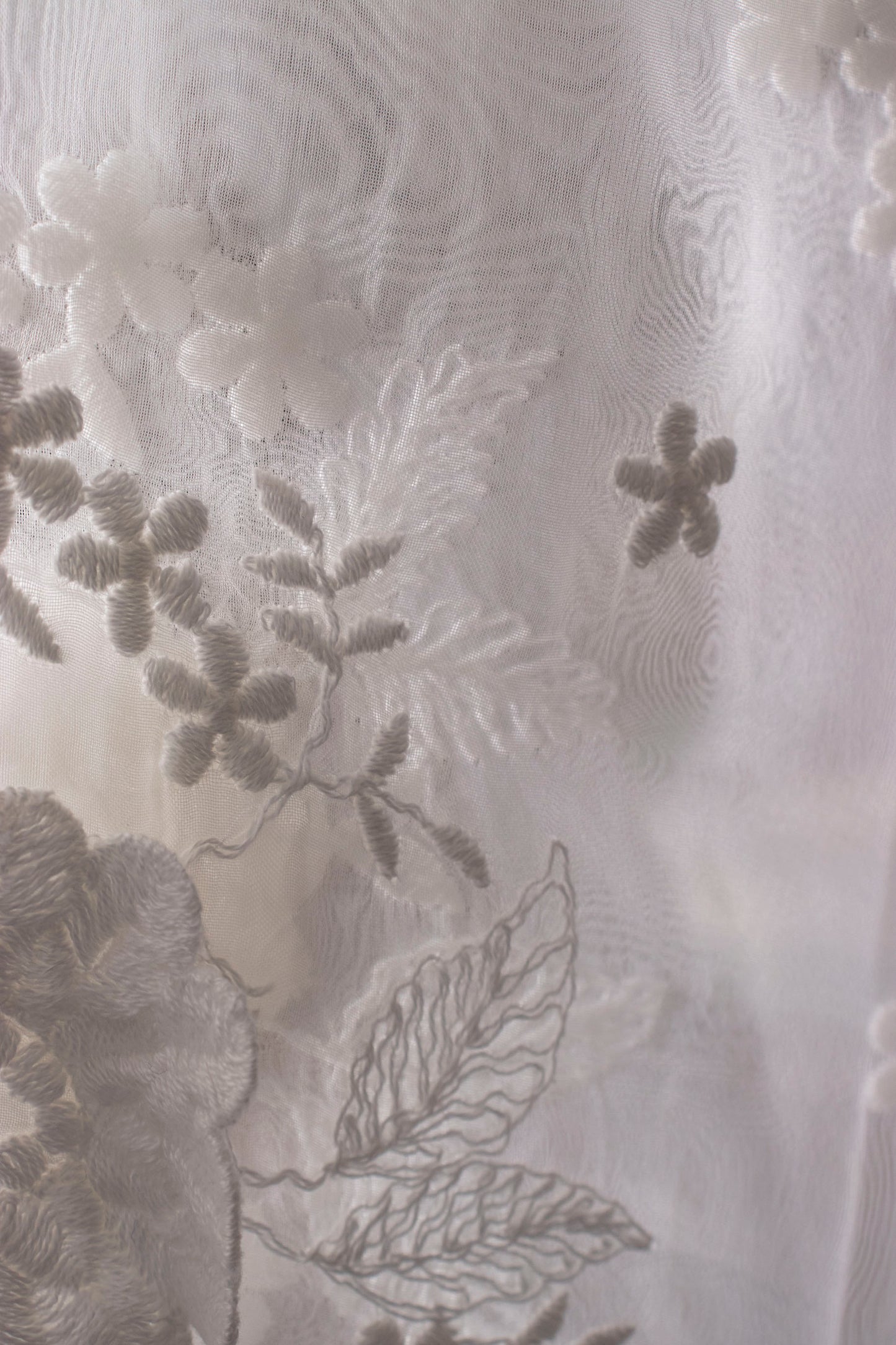 60s White Silk Floral Maxi Skirt S/M/L