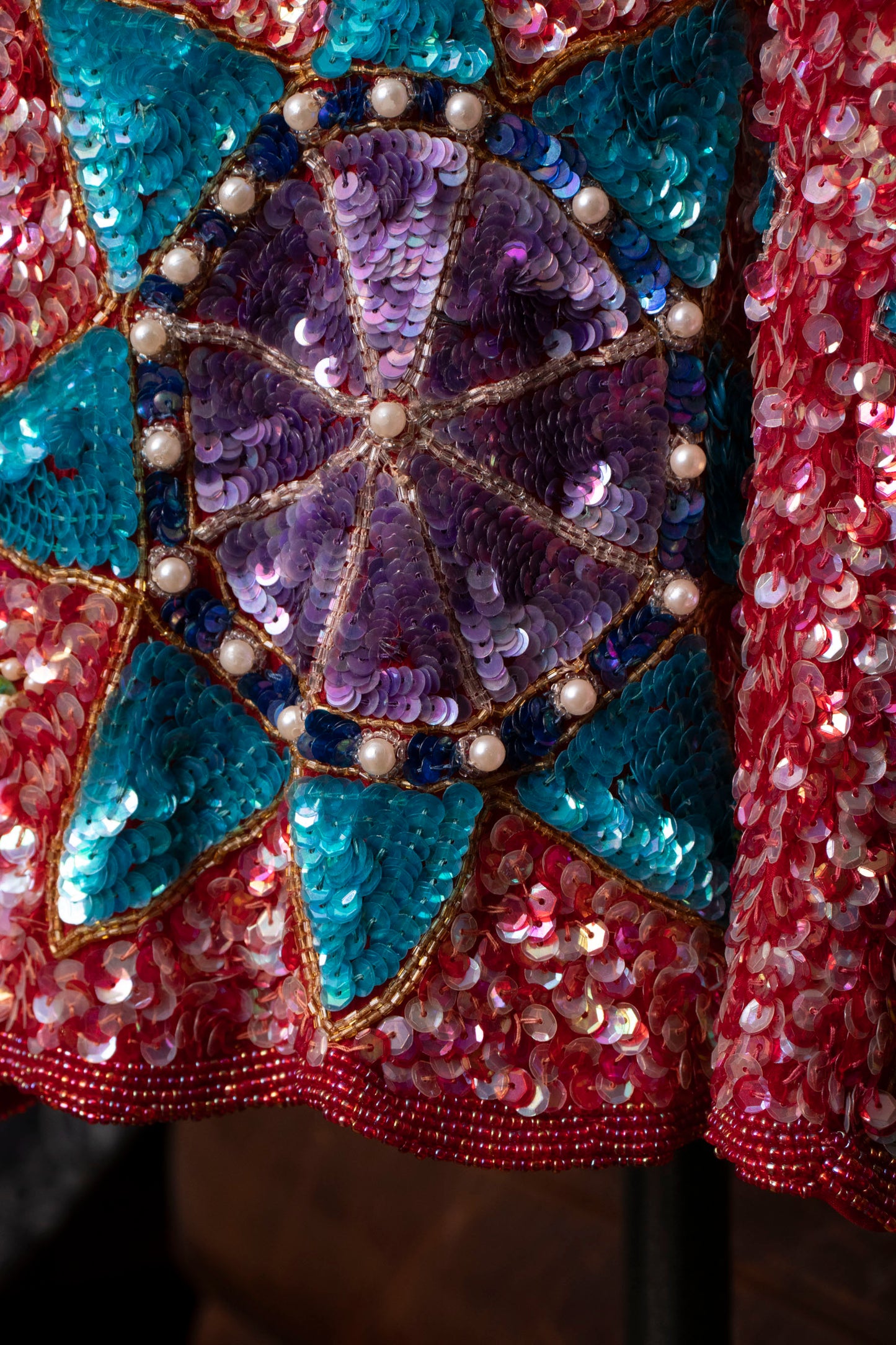 80s Red Sequin Dress M