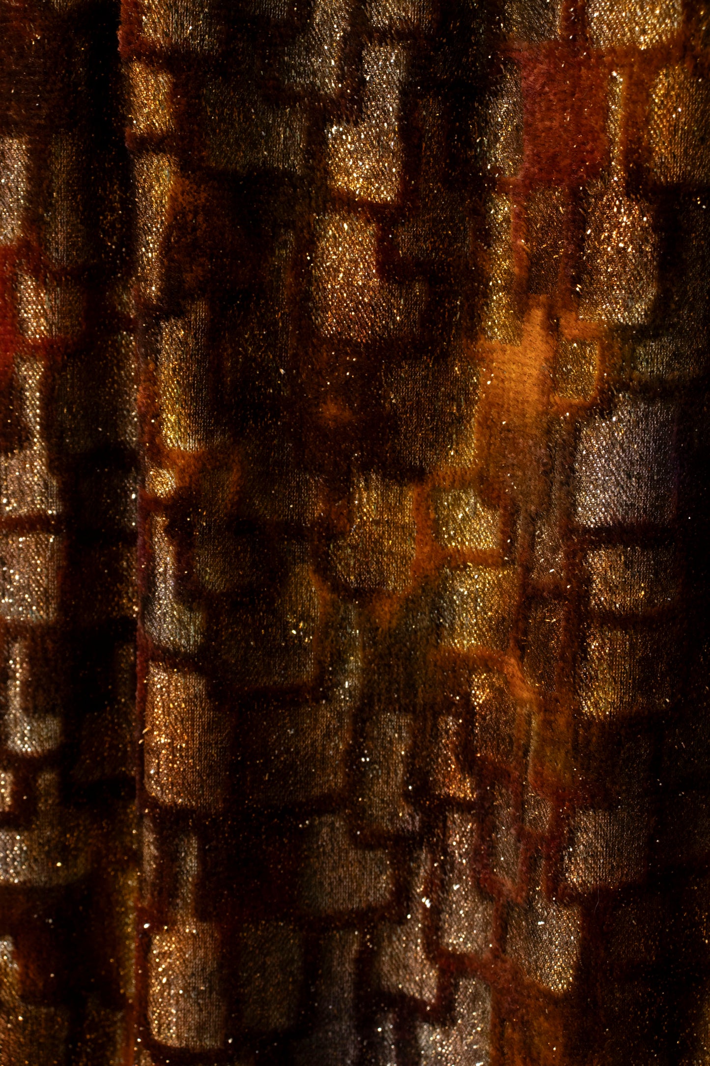 60s Gold Velvet Maxi Dress S