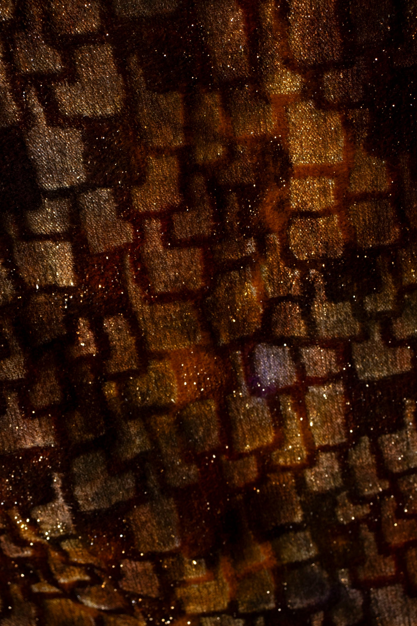 60s Gold Velvet Maxi Dress S