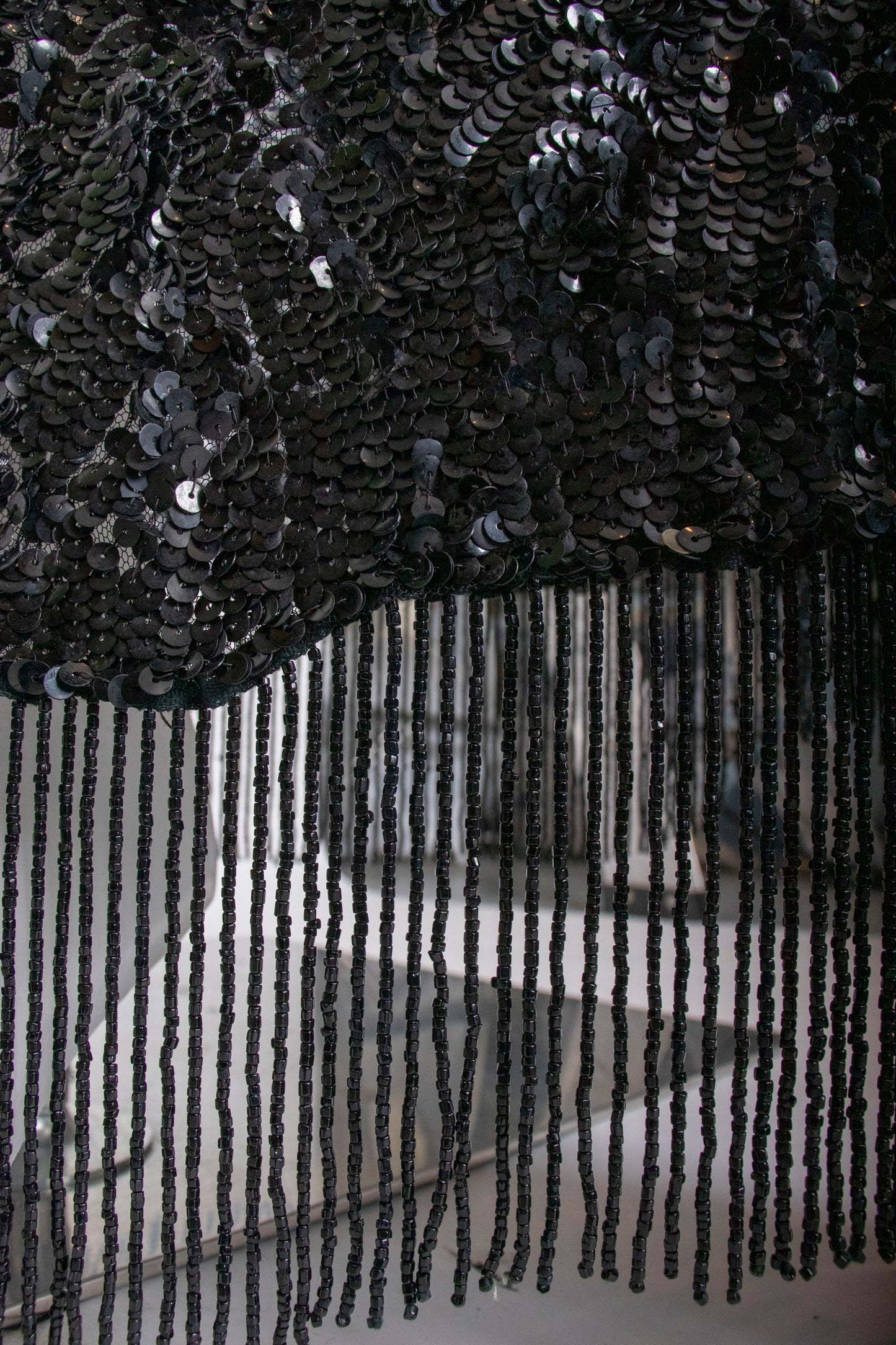 Antique Black Sequin Cocktail Dress S/M/L