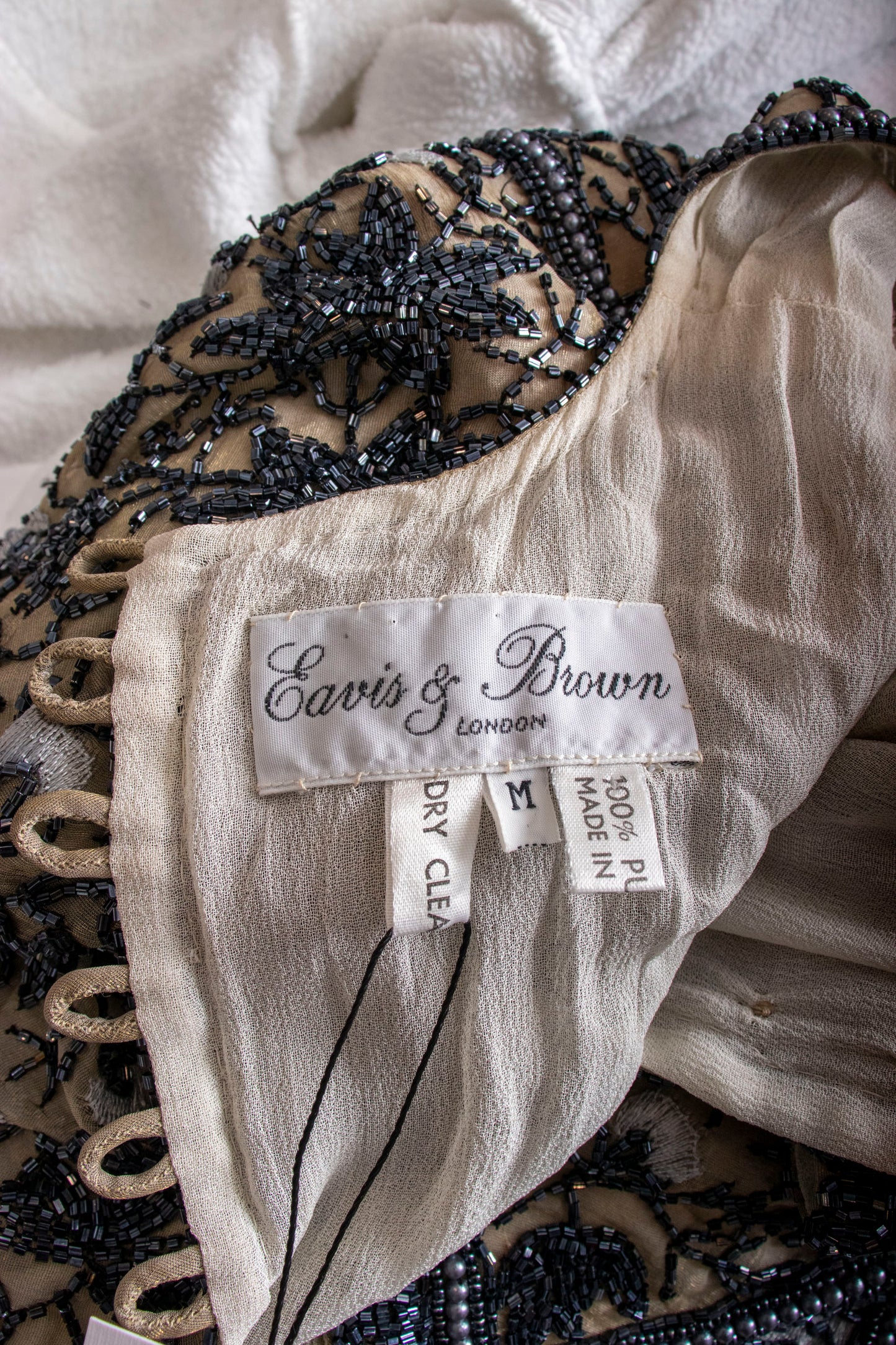 Eavis & Brown Beaded Silk Evening Dress M
