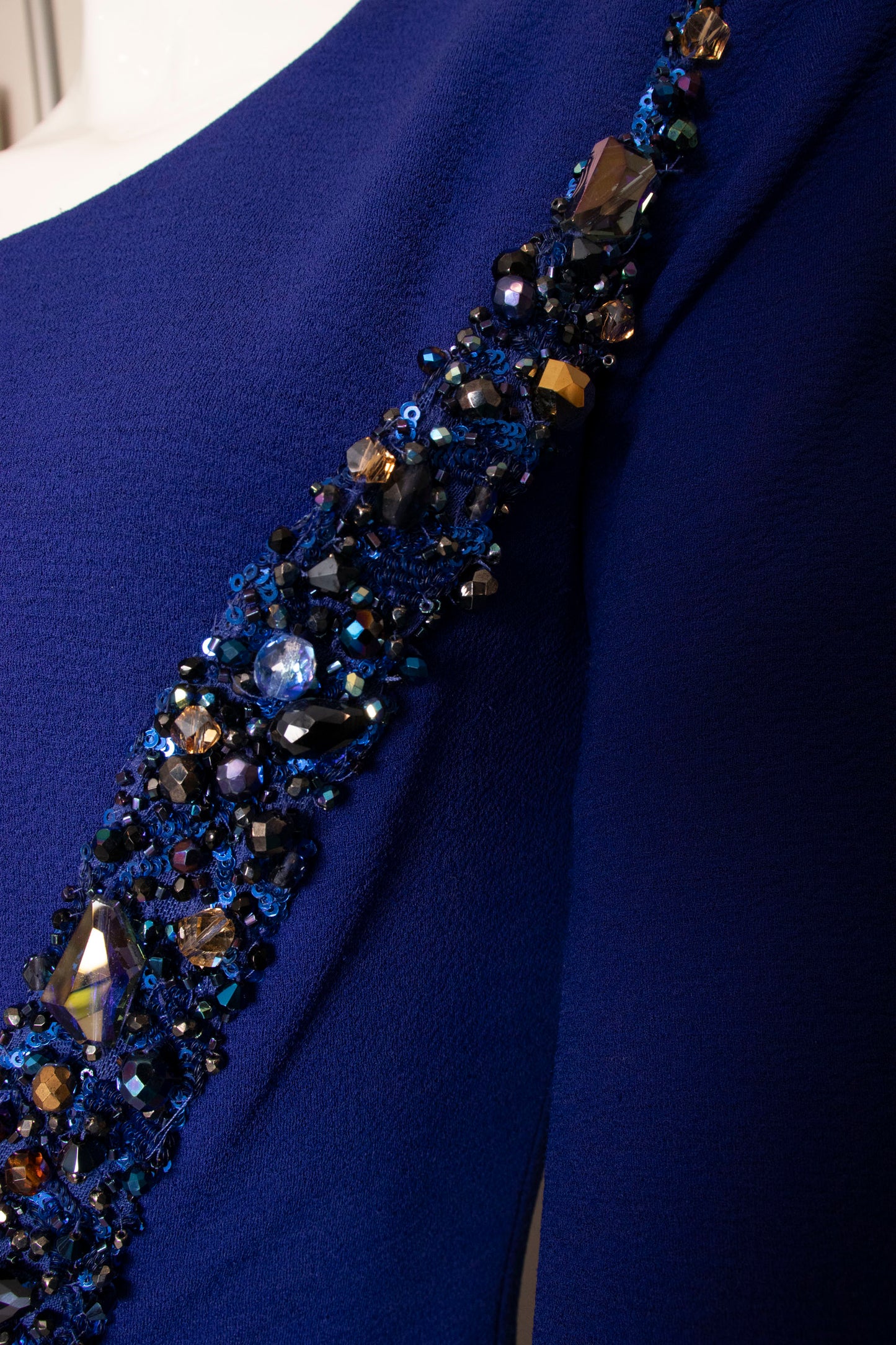 Mark Zunino Blue Beaded Gown