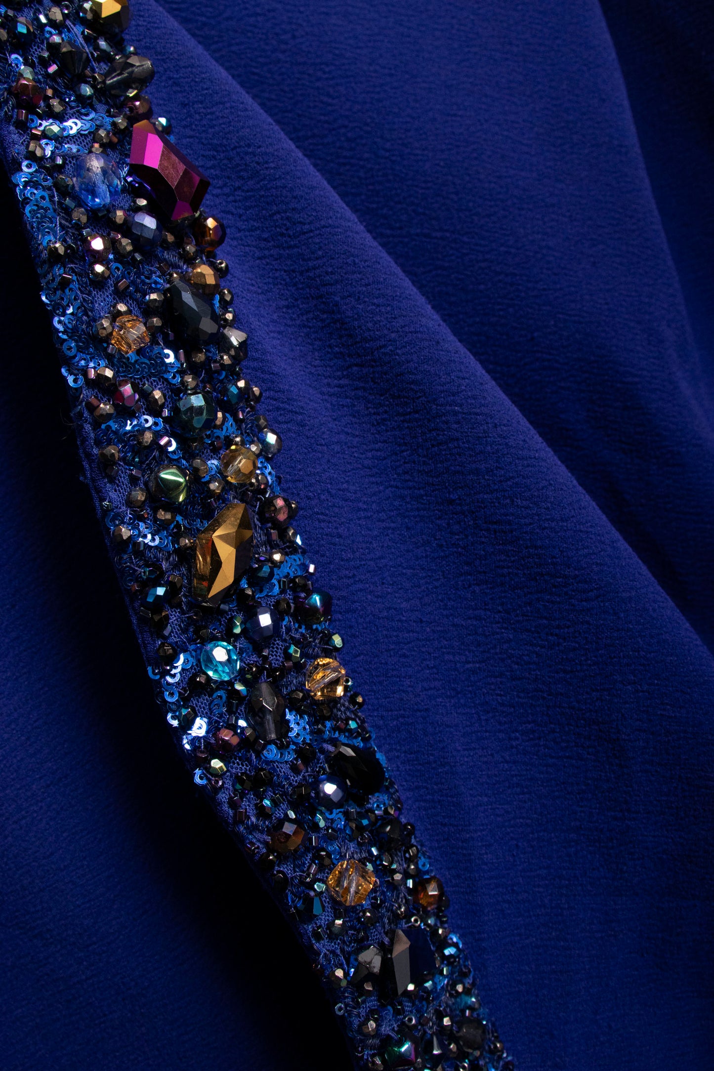 Mark Zunino Blue Beaded Gown