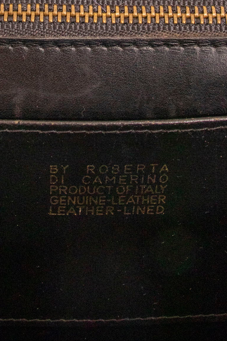 Roberta di Camerino Red and Black Velvet Leather Top Handle Handbag