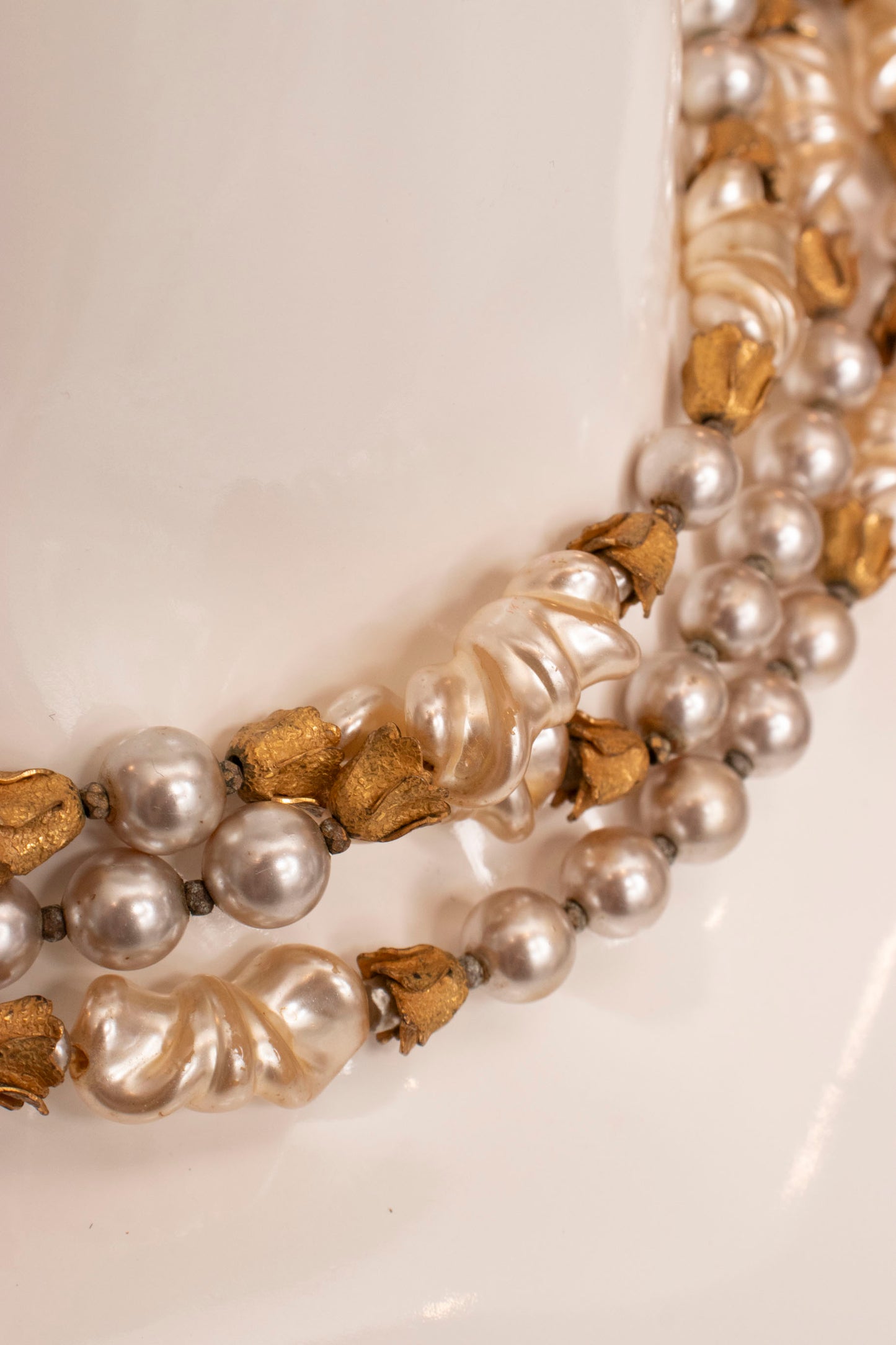 Miriam Haskell Long Faux Pearl Necklace