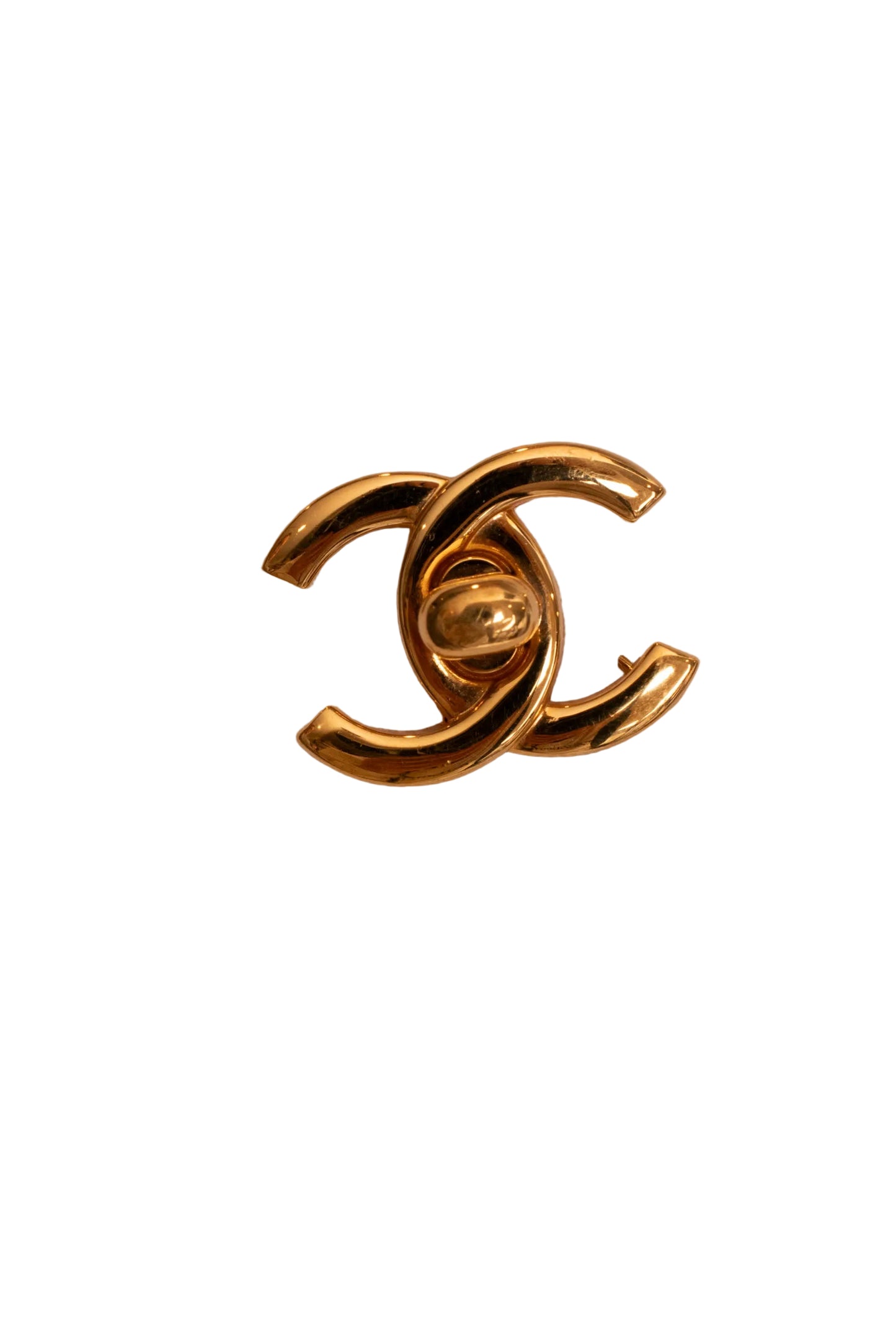 Chanel Coco Mark Gold Turn Lock Brooch