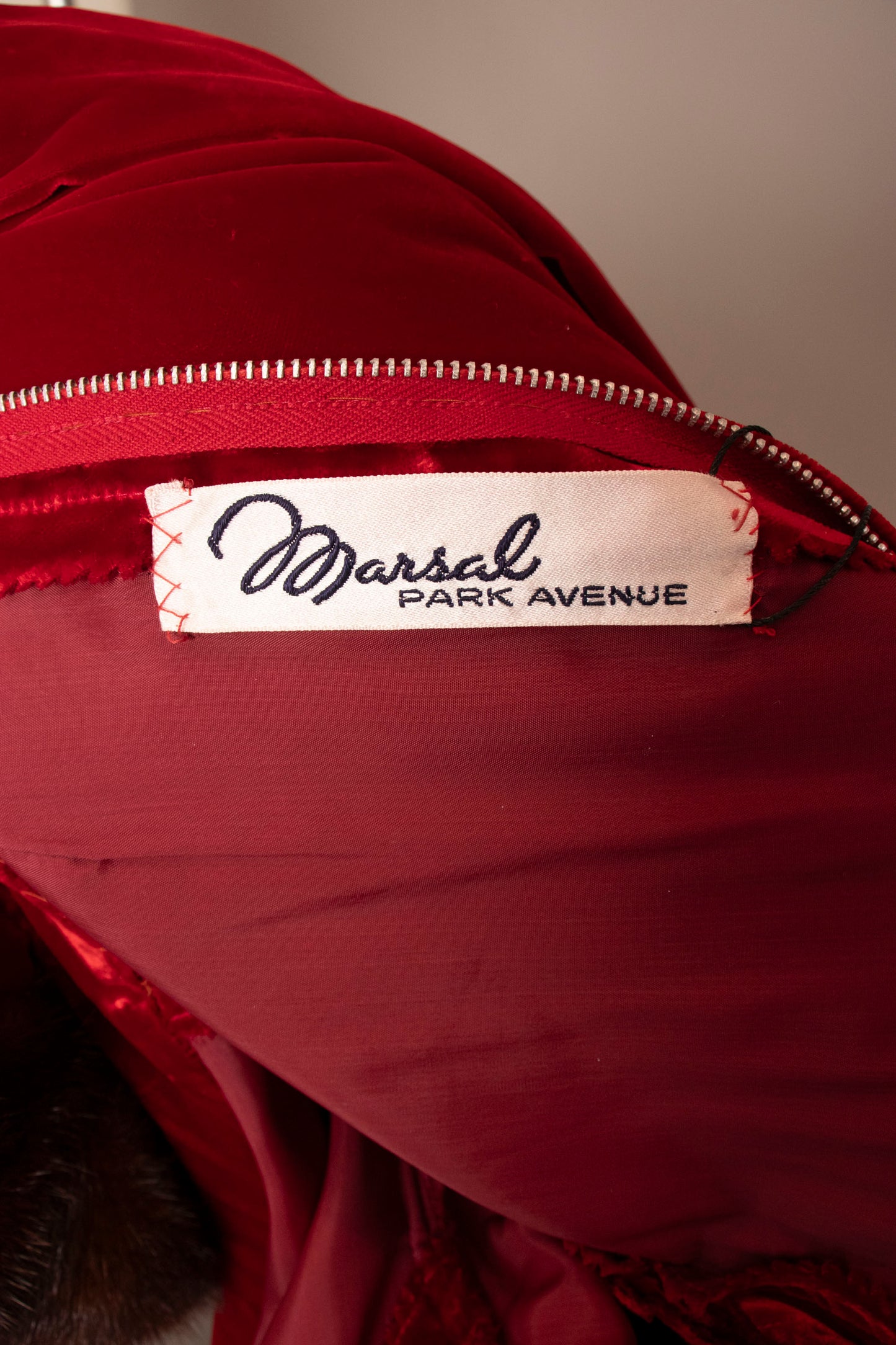 Marsal Red Velvet Gown with Mink Hem