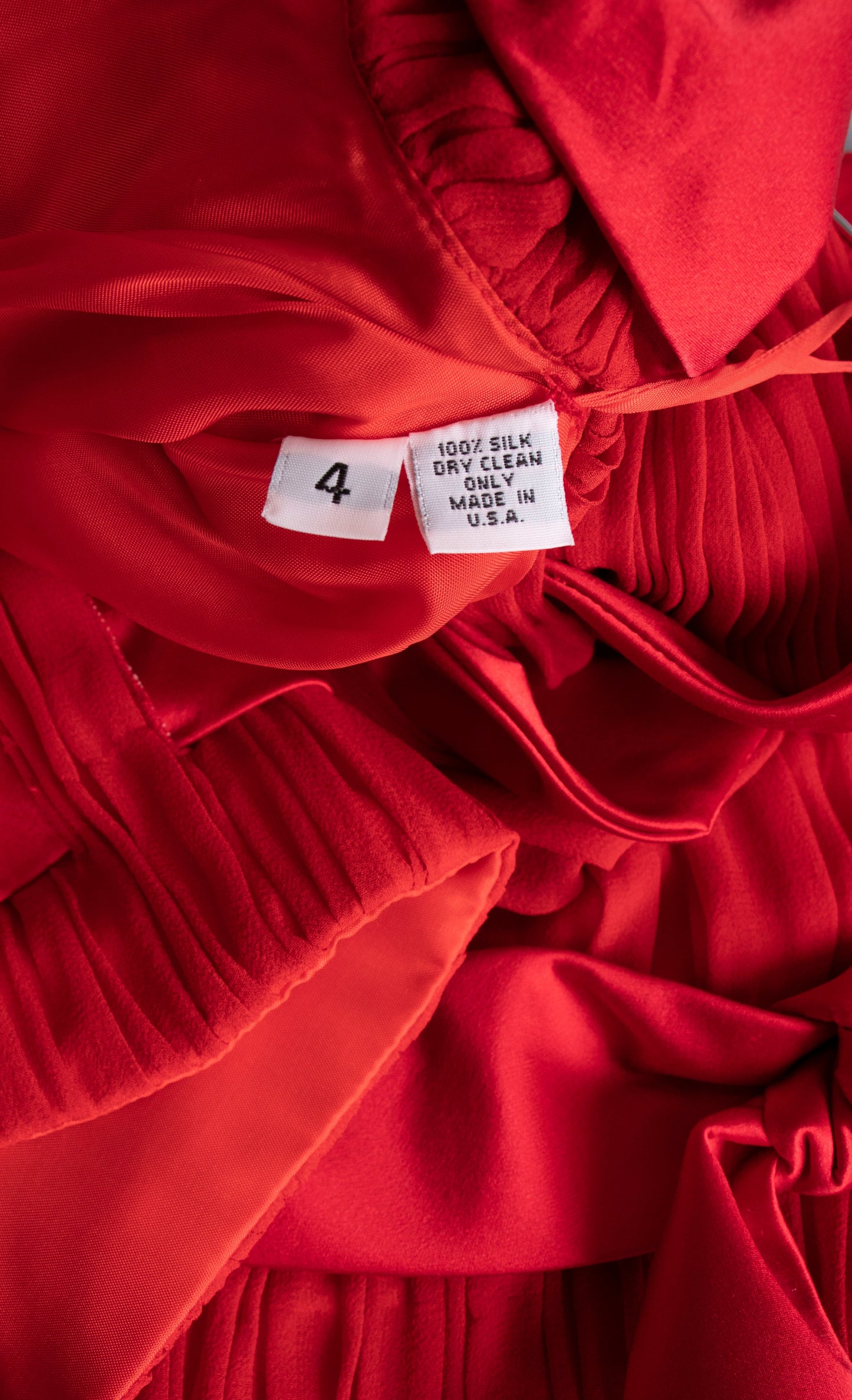 00s Red Silk Bow Skirt XS