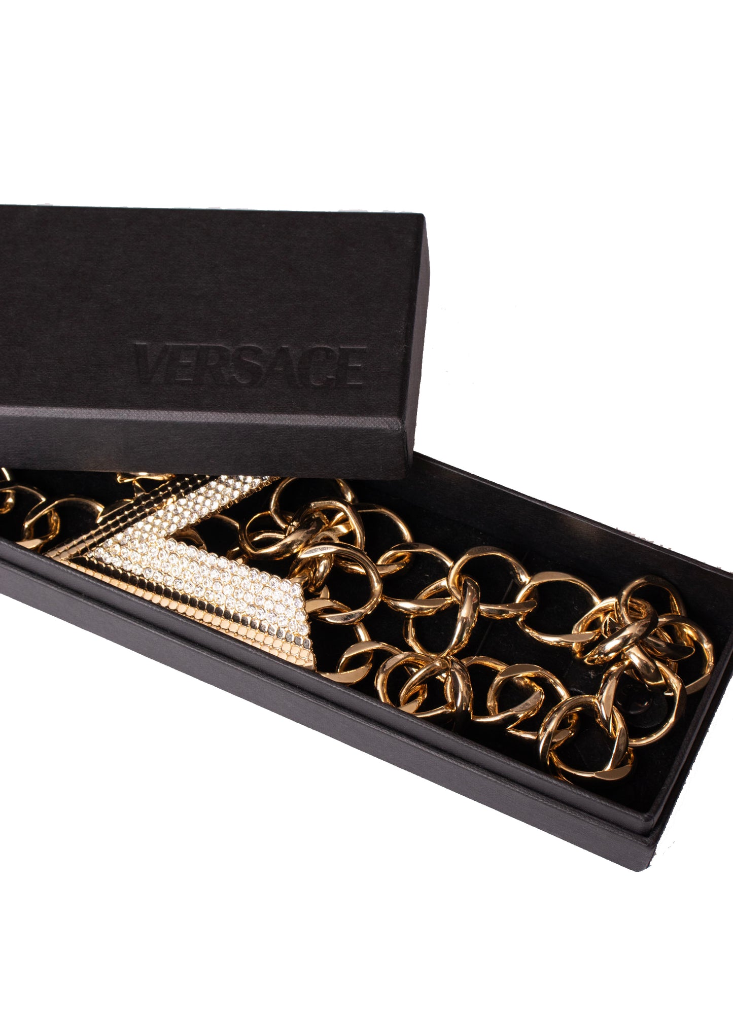 Versace Rhinestone V Chain Belt M
