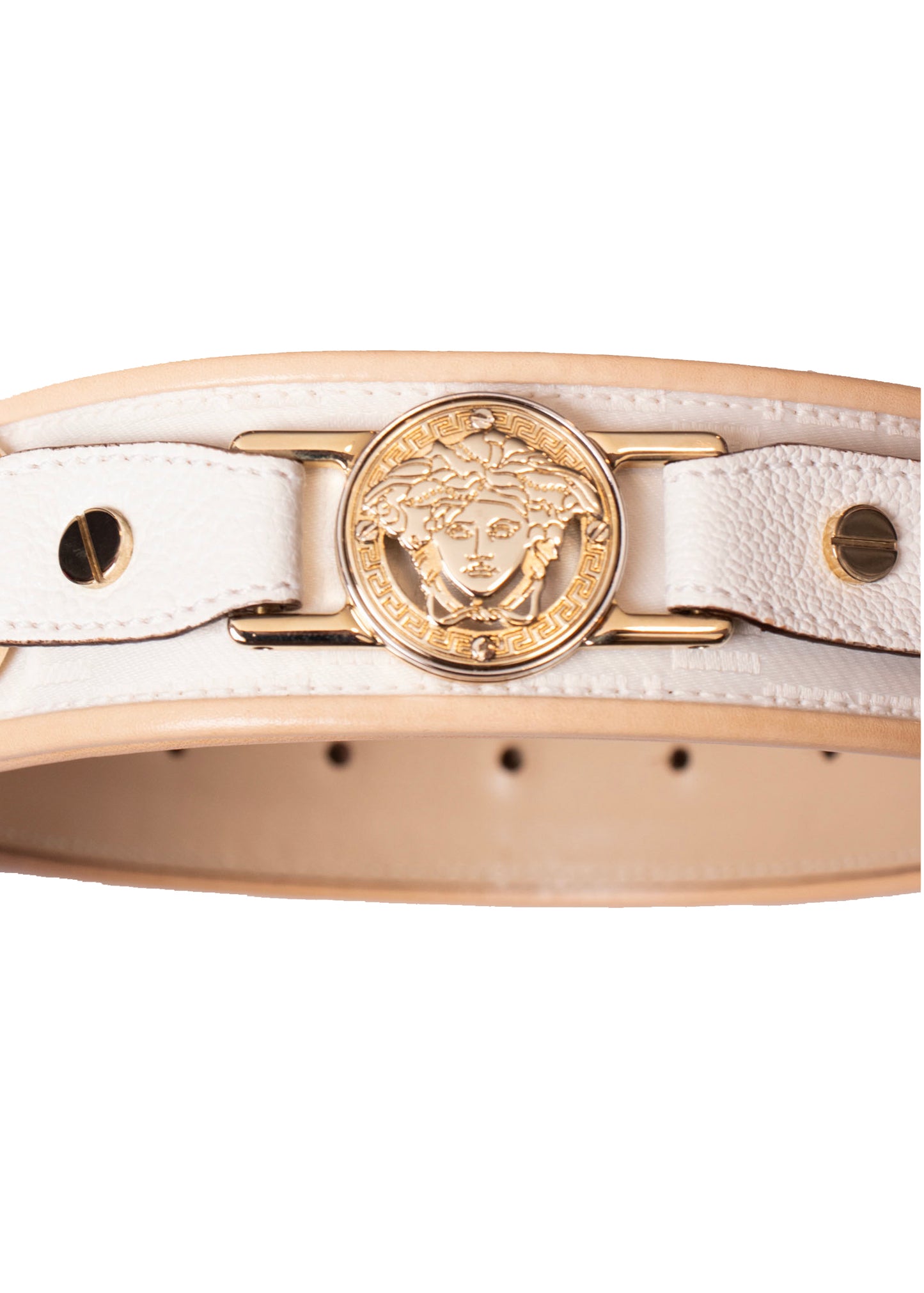 Versace White Canvas and Leather Belt S/M