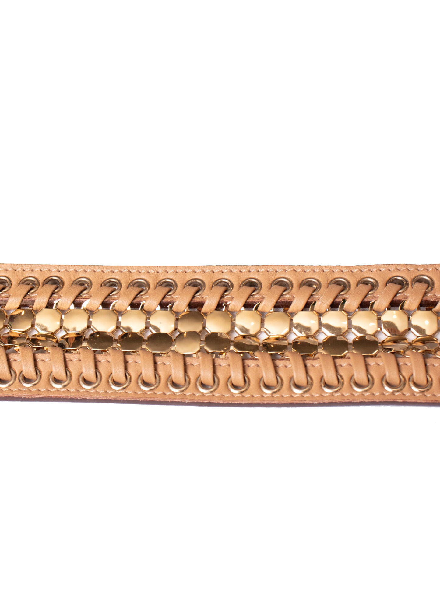 Versace Wide Tan Leather and Gold Belt M