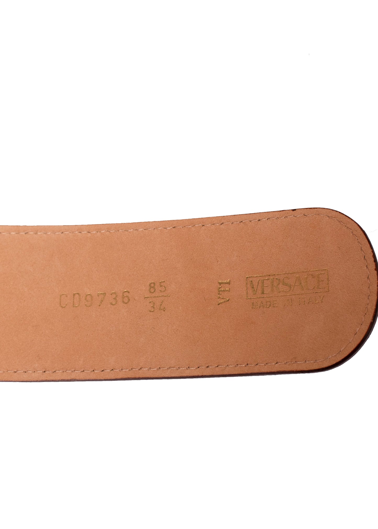 Versace Wide Tan Leather and Gold Belt M