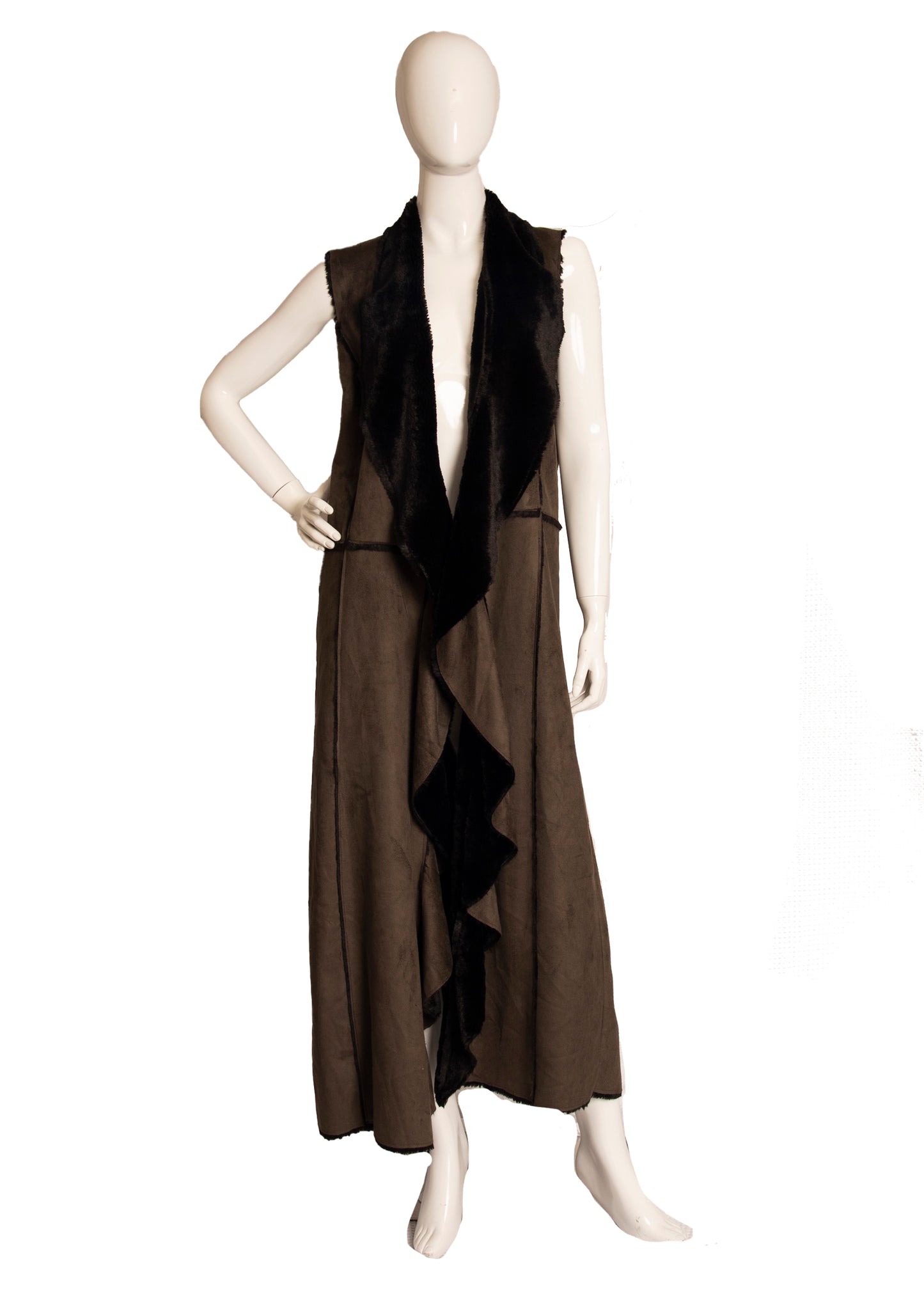 Steven Tyler's Duster and Long Faux Shearling Vest Set M/L