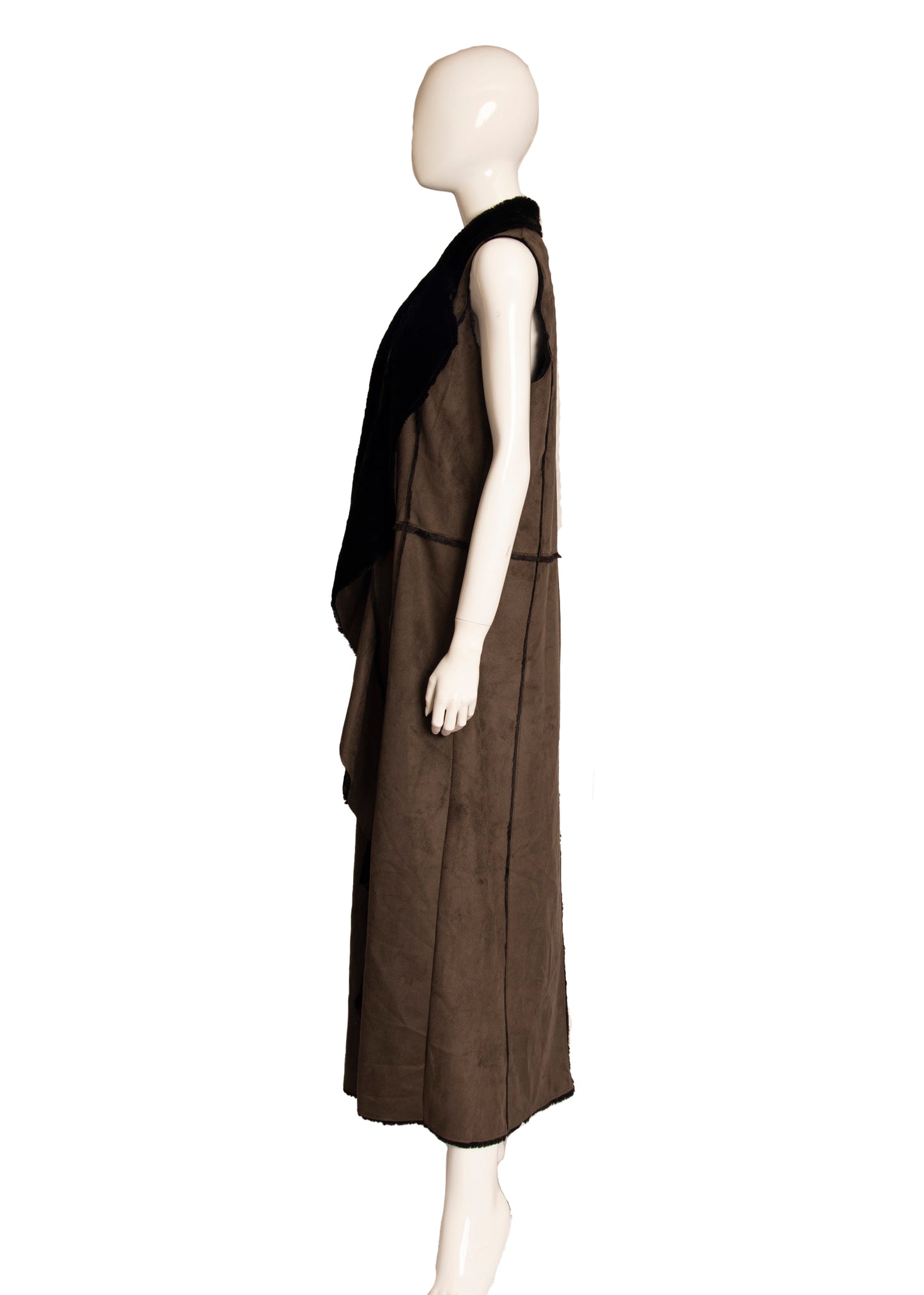 Steven Tyler's Duster and Long Faux Shearling Vest Set M/L