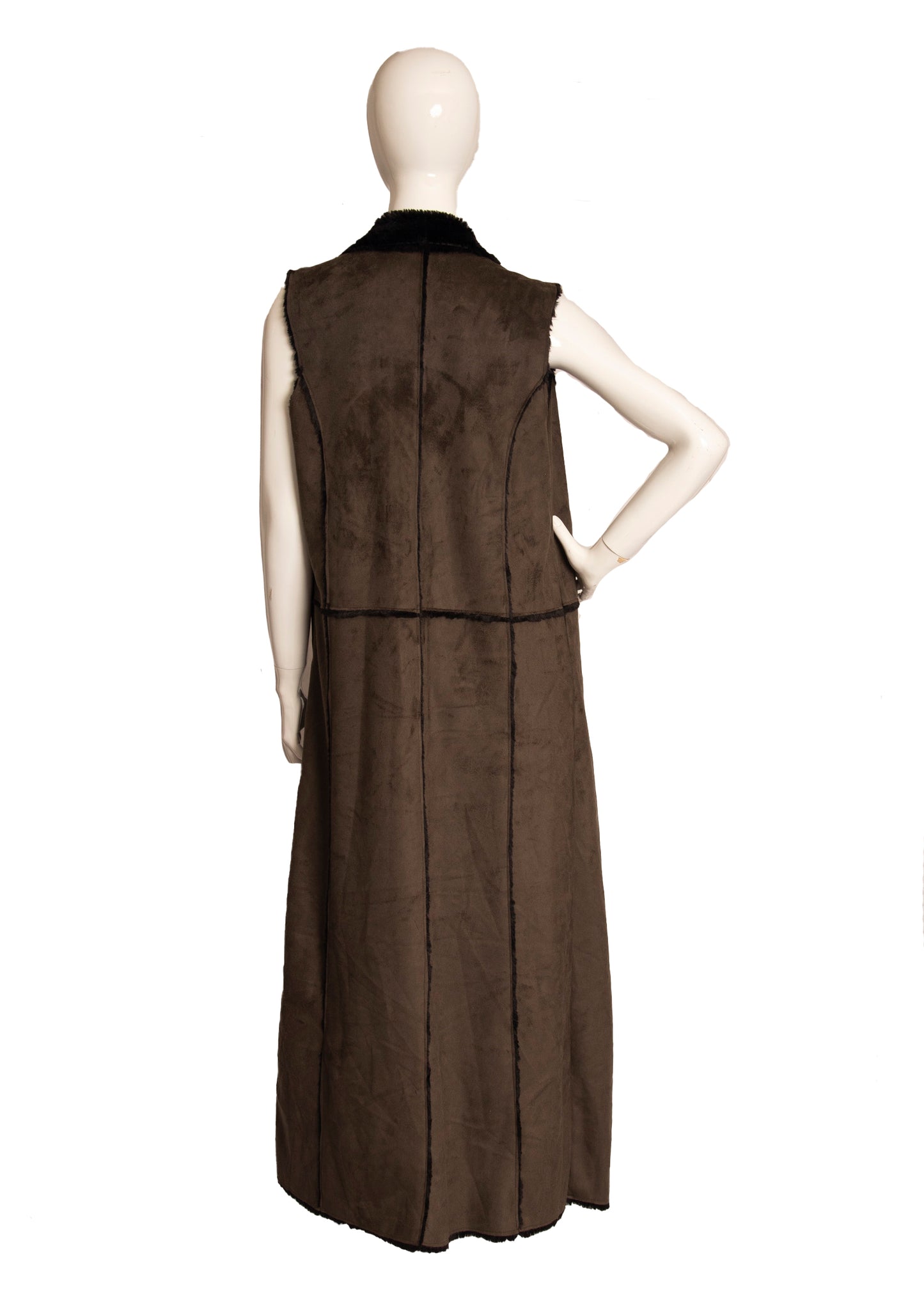 Steven Tyler's Duster and Long Faux Shearling Vest Set M/L