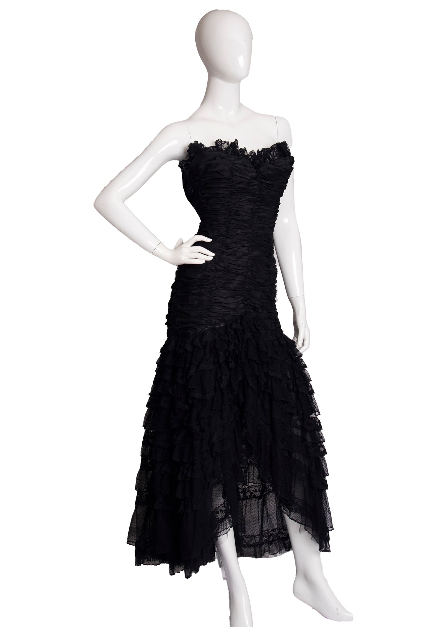 80s Loris Azzaro Black Cocktail Dress XXS