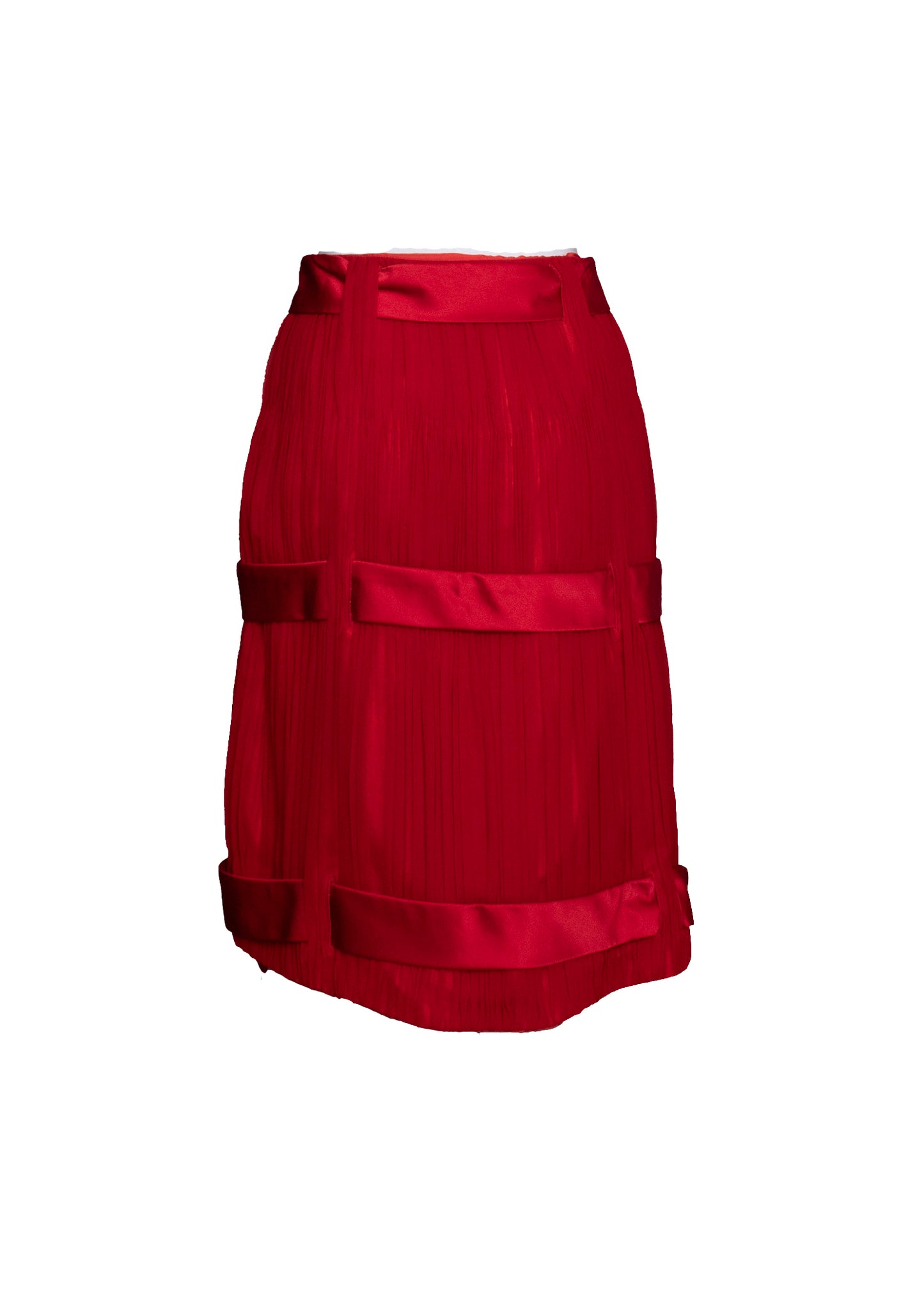 00s Red Silk Bow Skirt XS