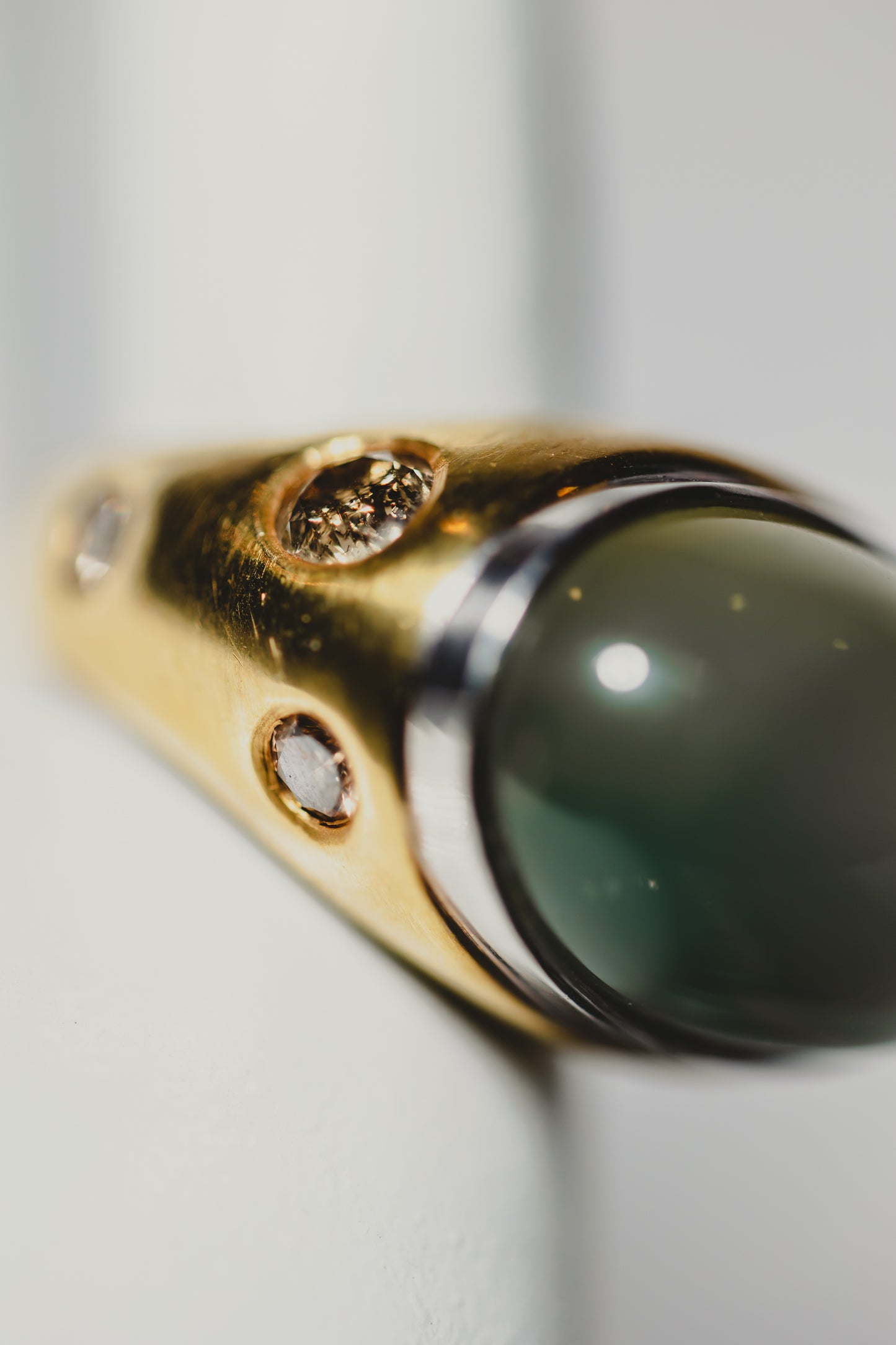 Moonstone & Diamond Gold Ring